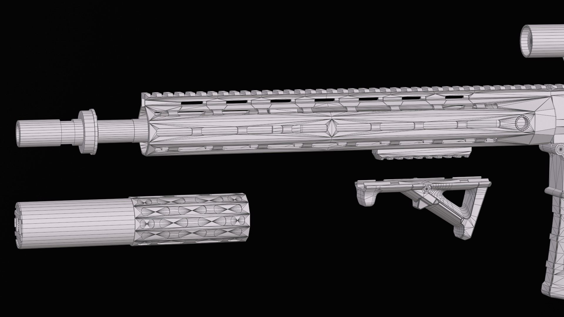 Tactical modular sniper rifle Knights Armament SR 25 Low-poly 3D model_45