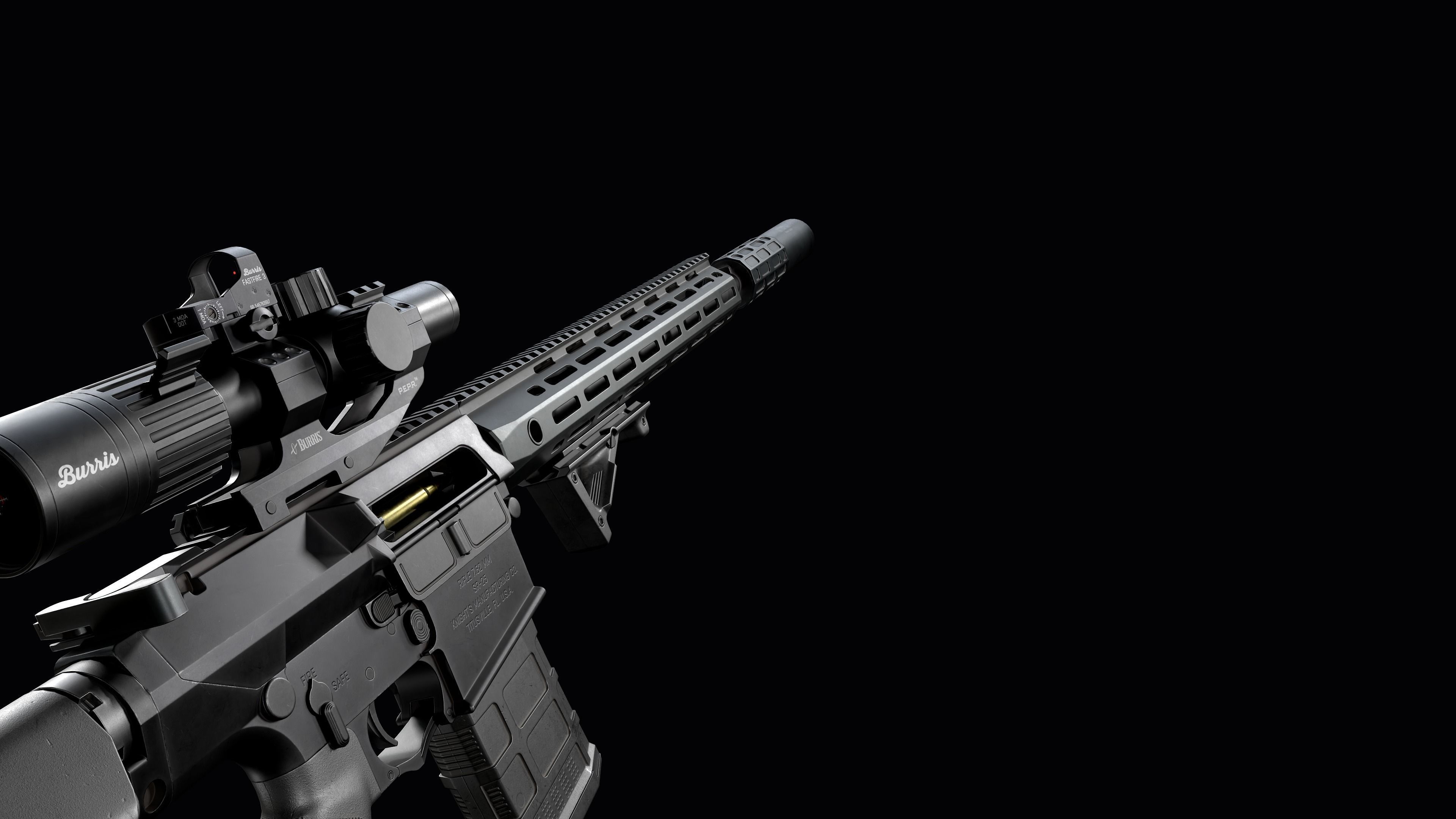 Tactical modular sniper rifle Knights Armament SR 25 Low-poly 3D model_38