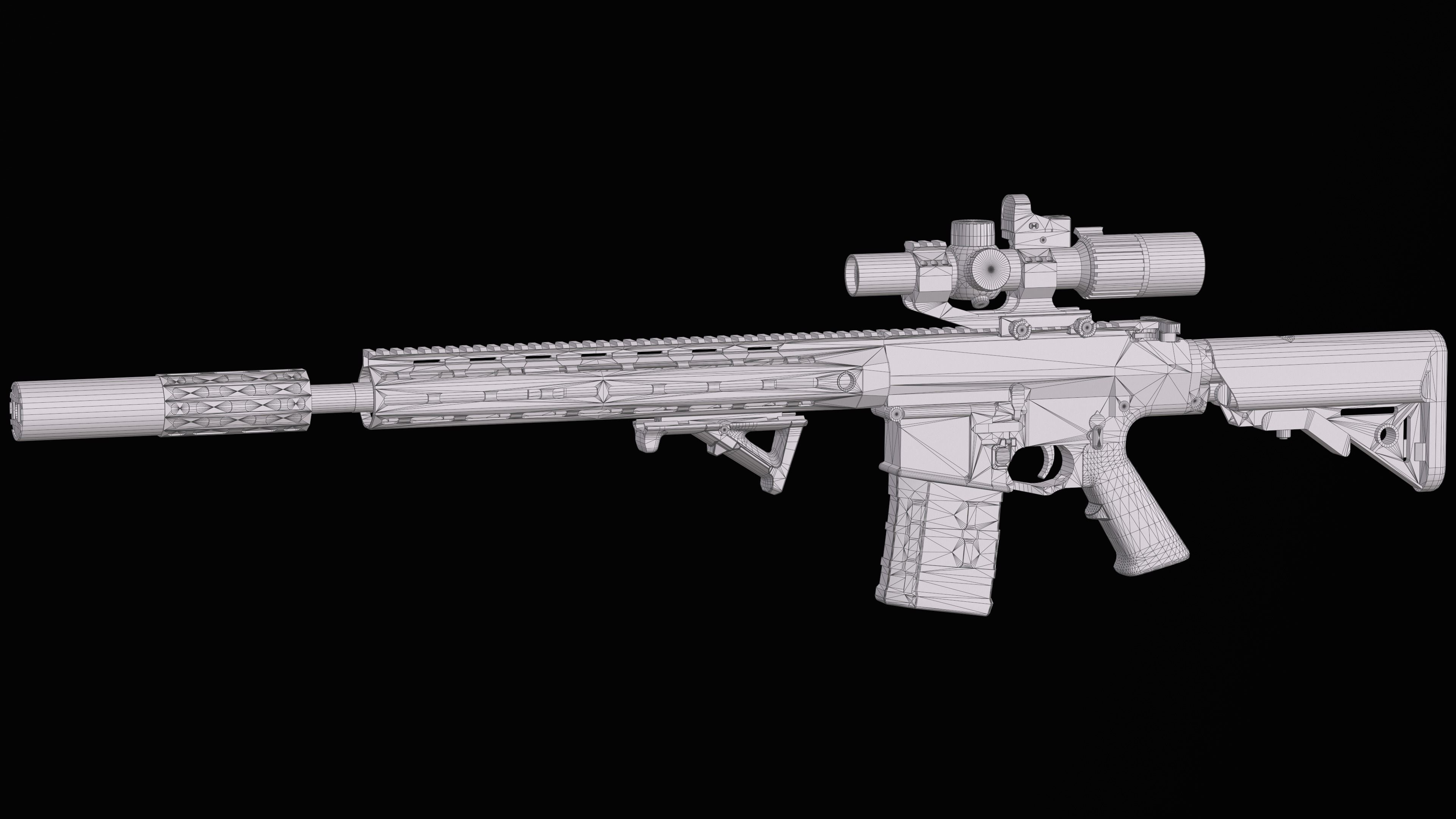 Tactical modular sniper rifle Knights Armament SR 25 Low-poly 3D model_41