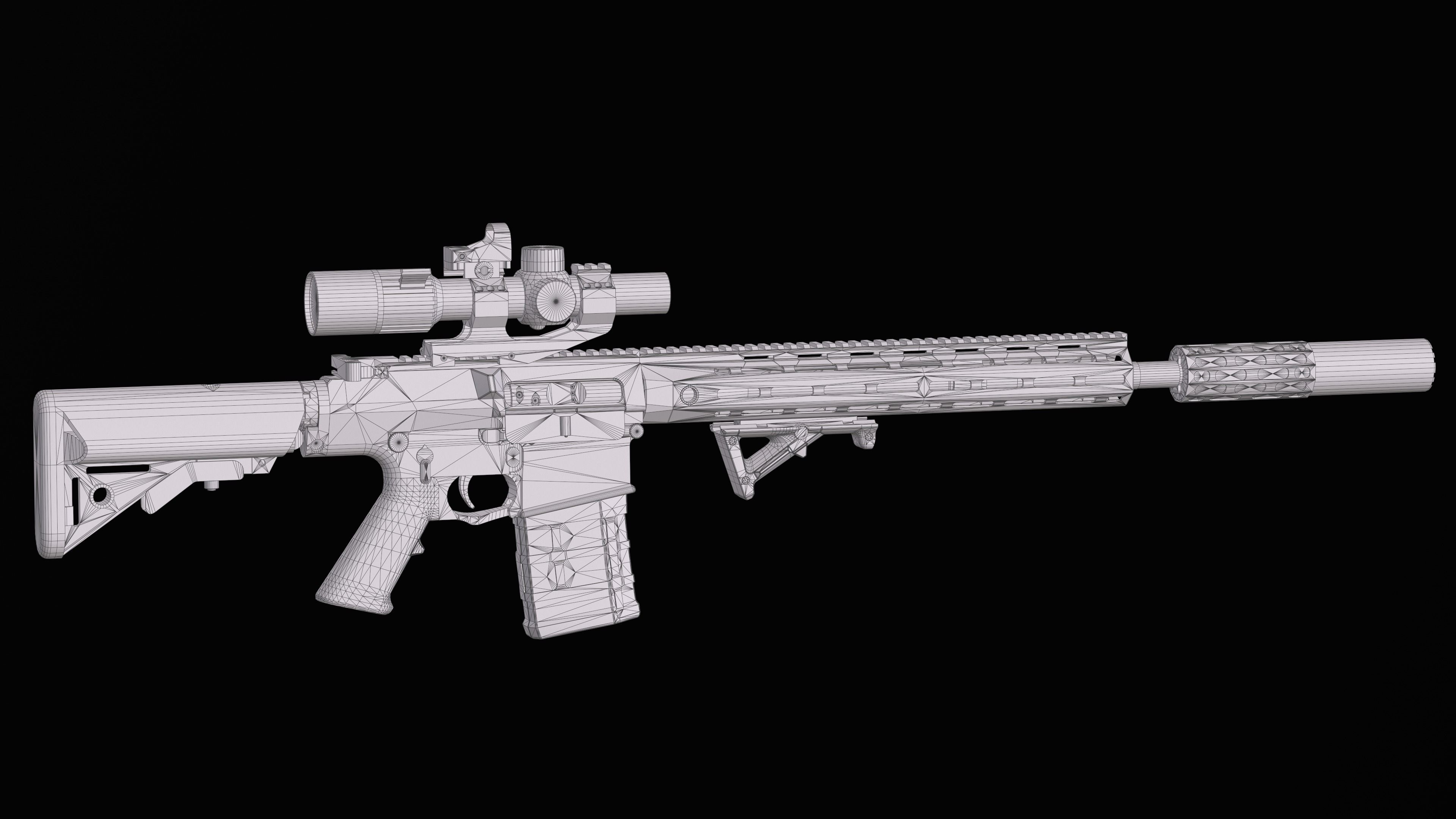 Tactical modular sniper rifle Knights Armament SR 25 Low-poly 3D model_42