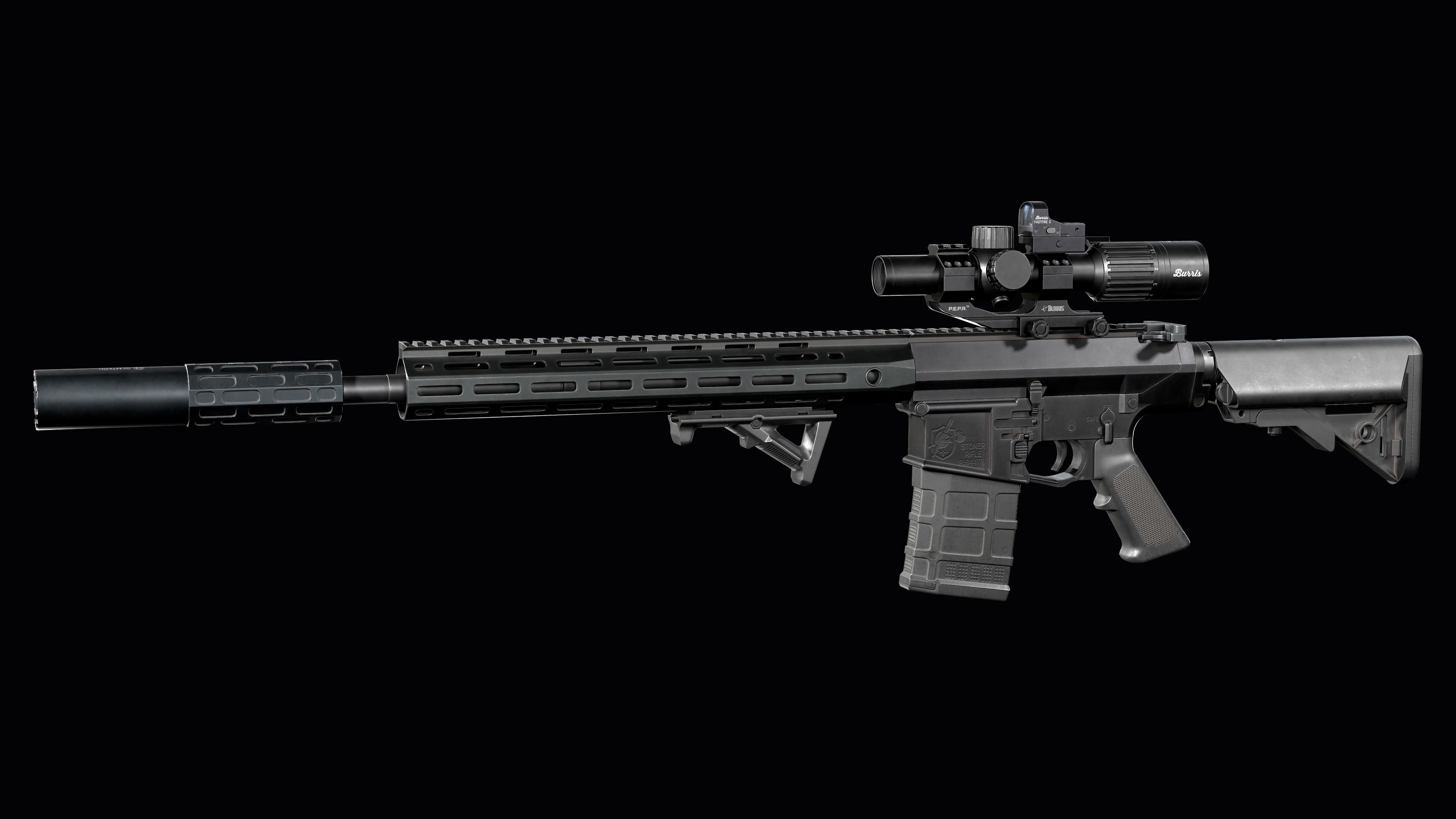 Tactical modular sniper rifle Knights Armament SR 25 Low-poly 3D model_5