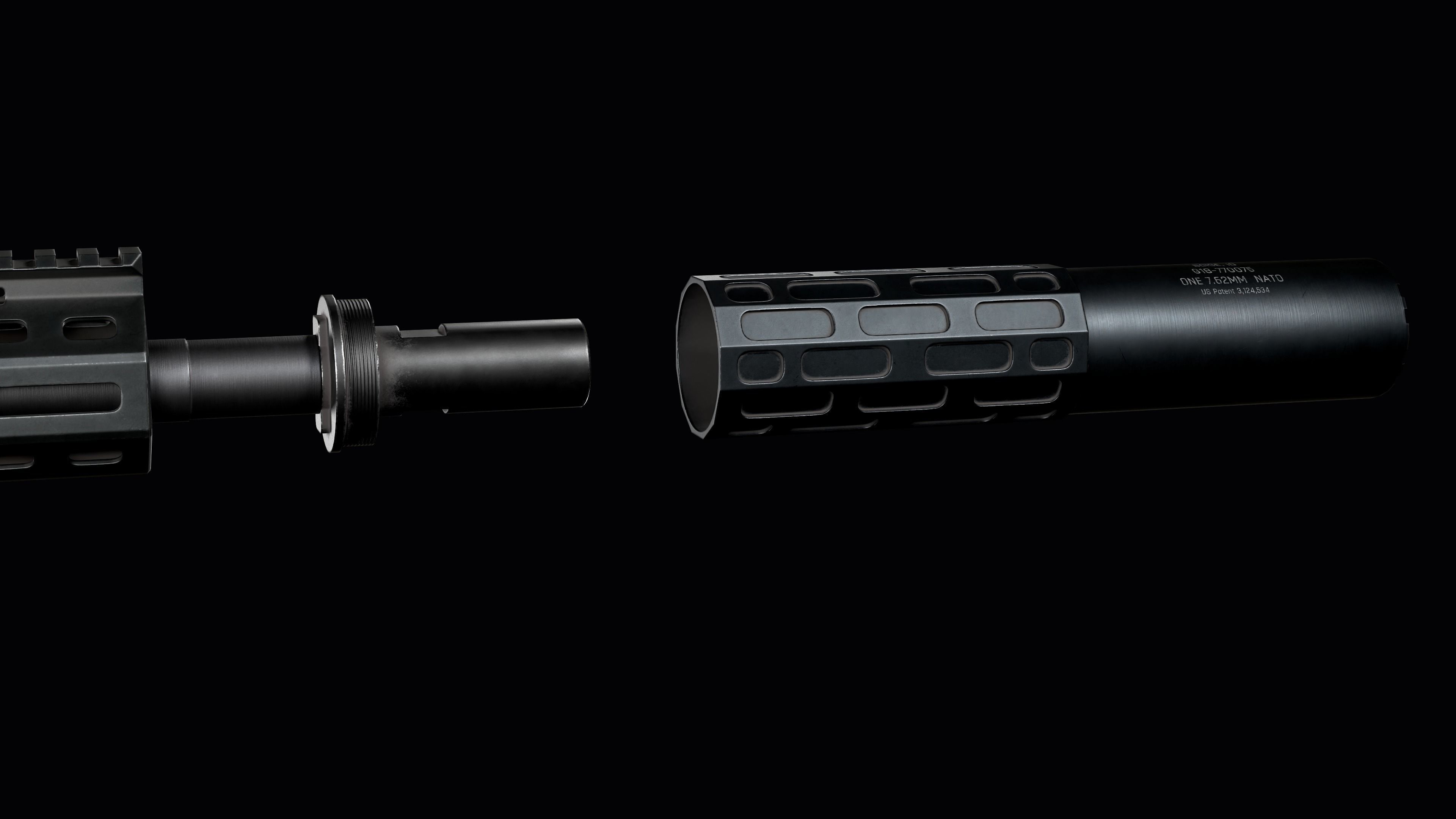 Tactical modular sniper rifle Knights Armament SR 25 Low-poly 3D model_28