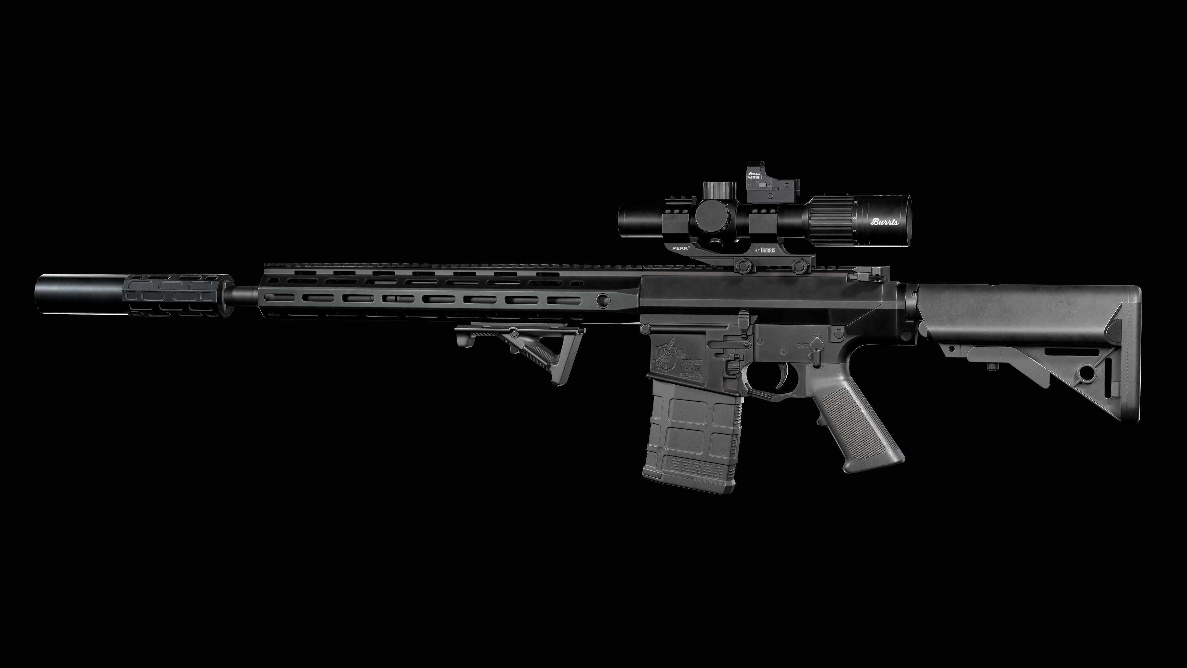 Tactical modular sniper rifle Knights Armament SR 25 Low-poly 3D model_6