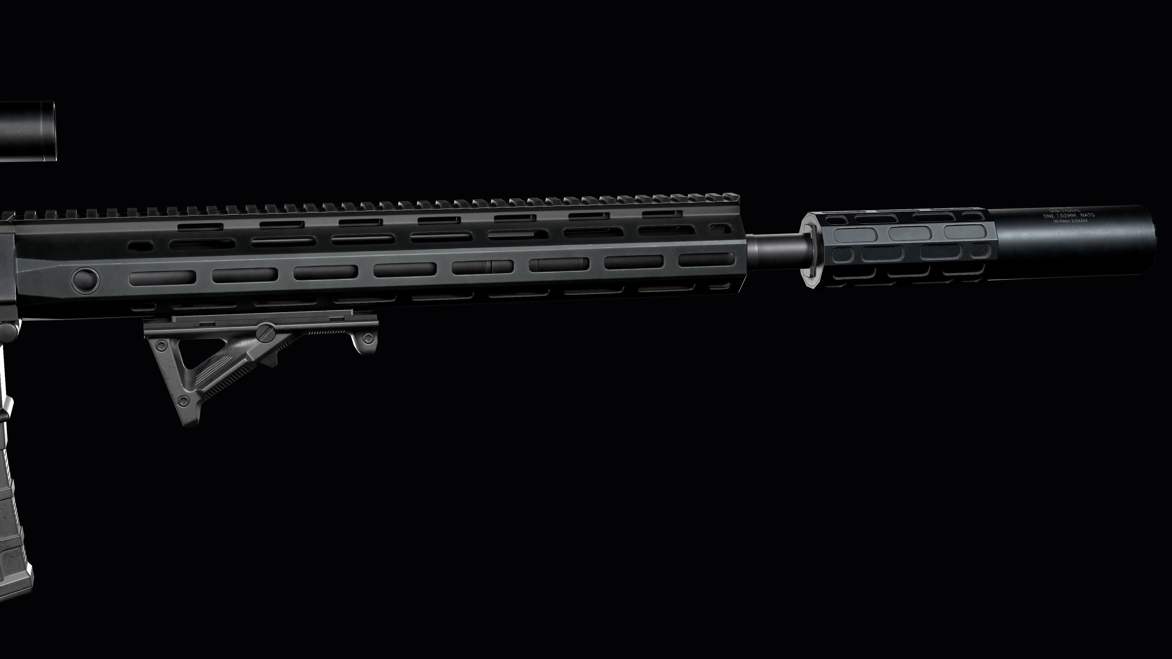 Tactical modular sniper rifle Knights Armament SR 25 Low-poly 3D model_26