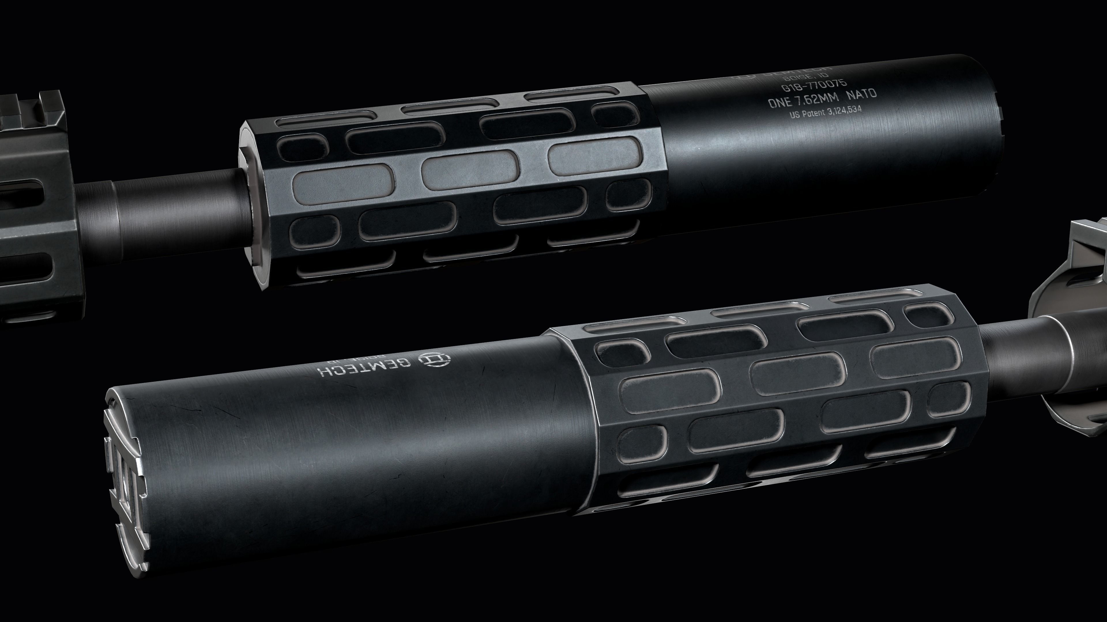 Tactical modular sniper rifle Knights Armament SR 25 Low-poly 3D model_19