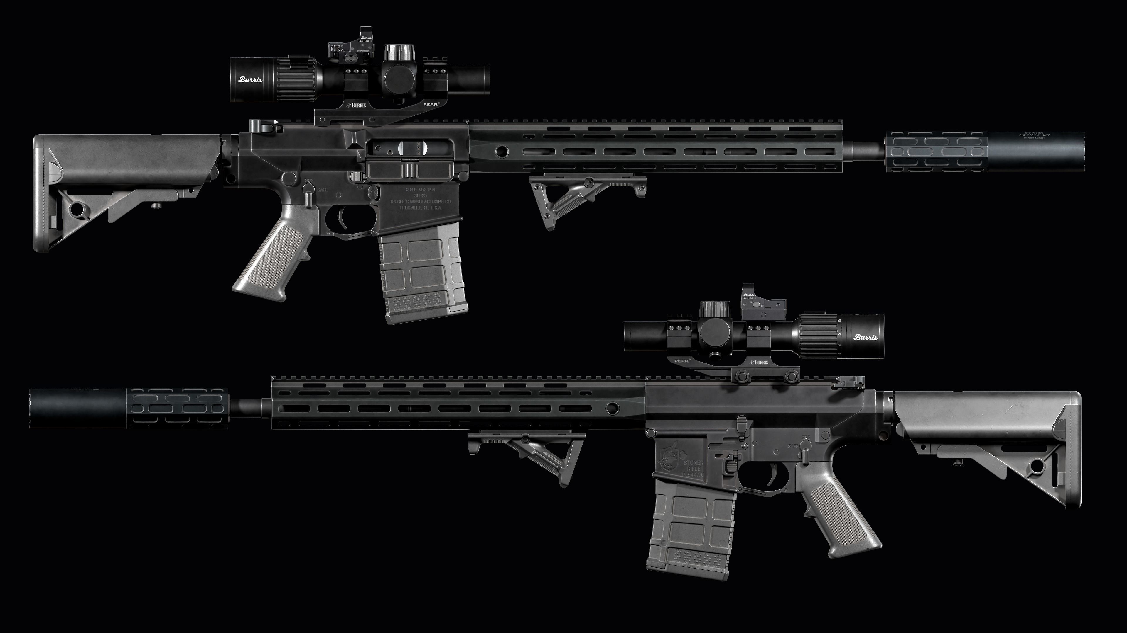 Tactical modular sniper rifle Knights Armament SR 25 Low-poly 3D model_39