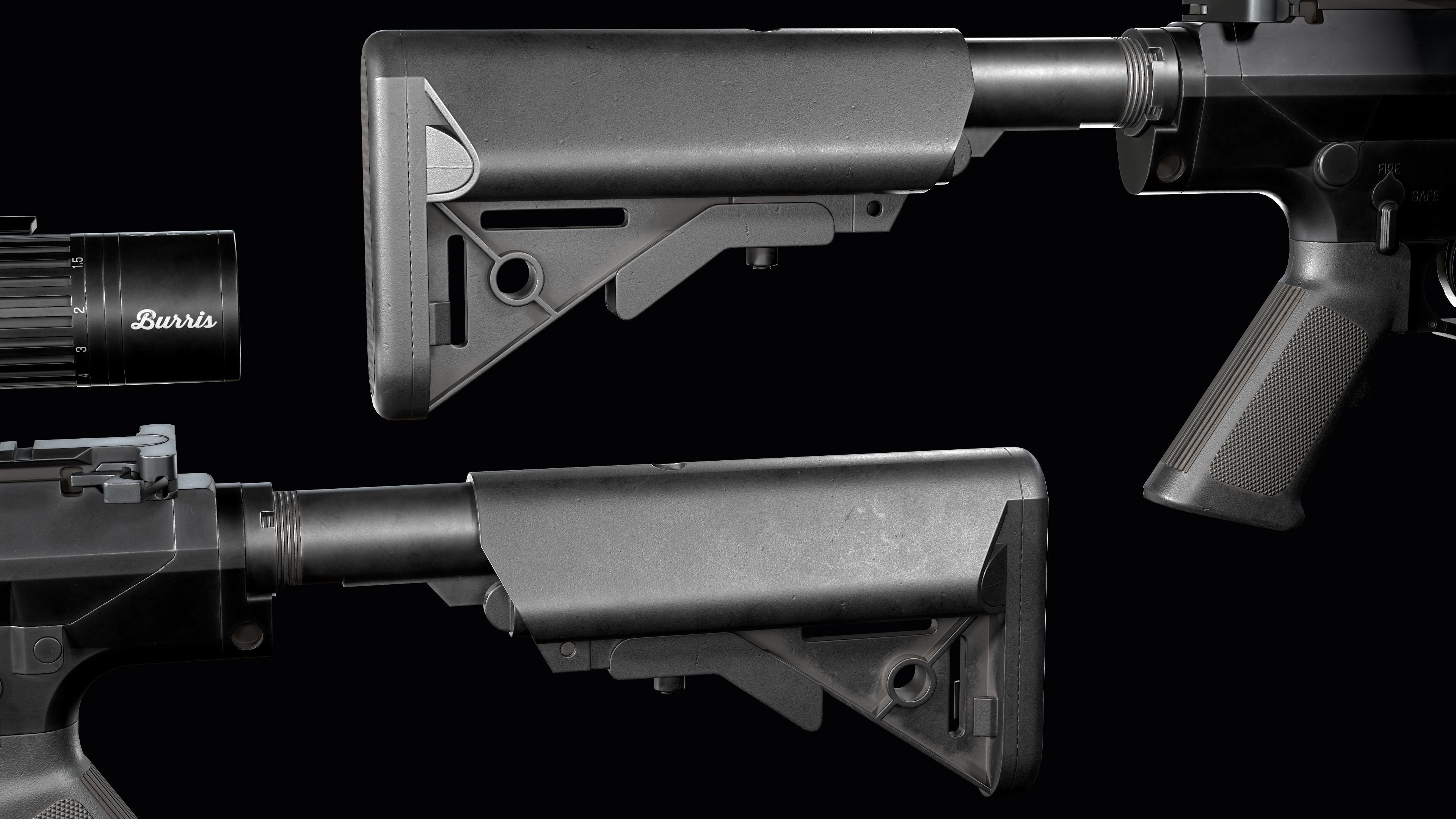 Tactical modular sniper rifle Knights Armament SR 25 Low-poly 3D model_31