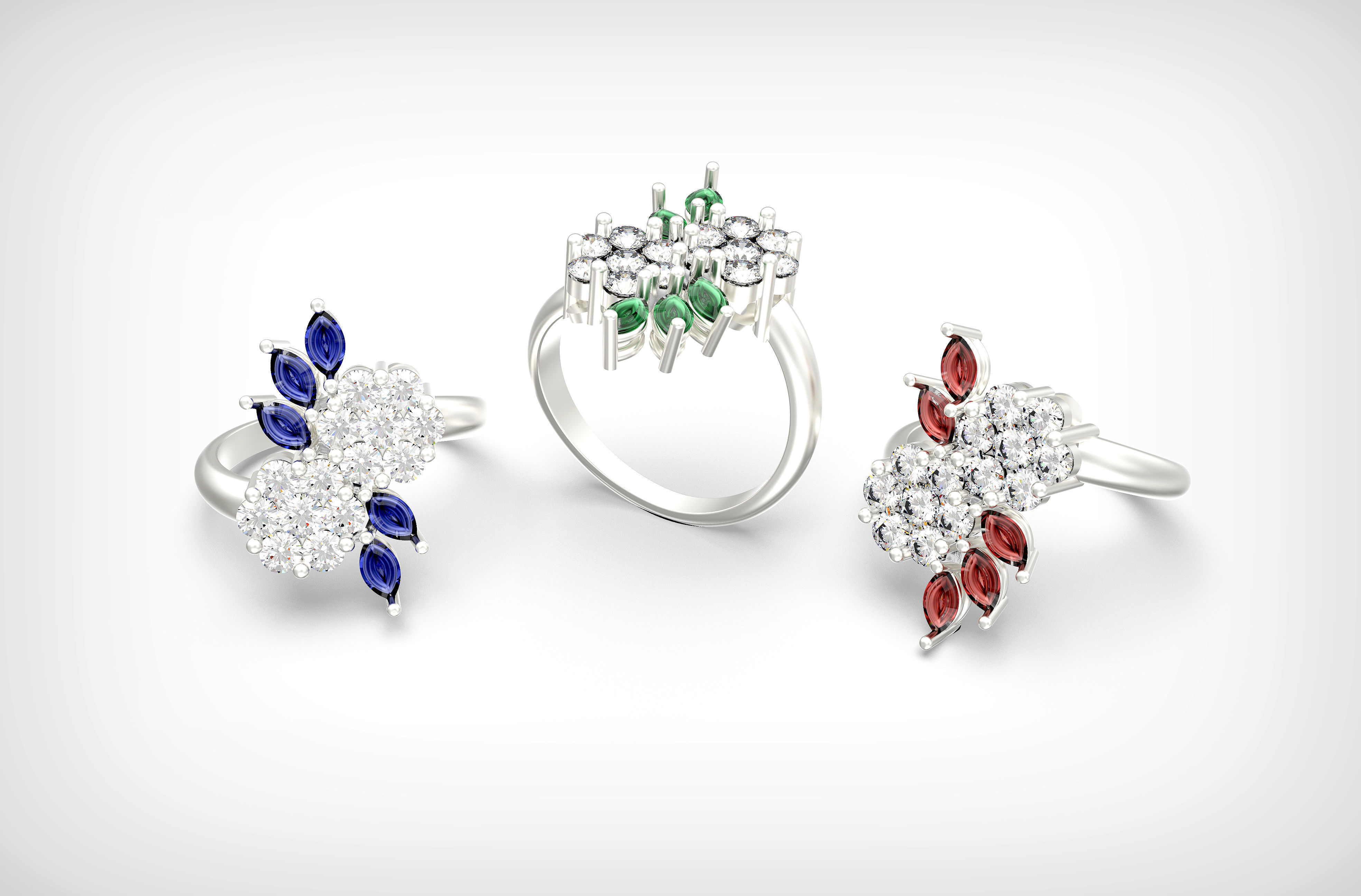 flower ring invisible setting 3D print model_4