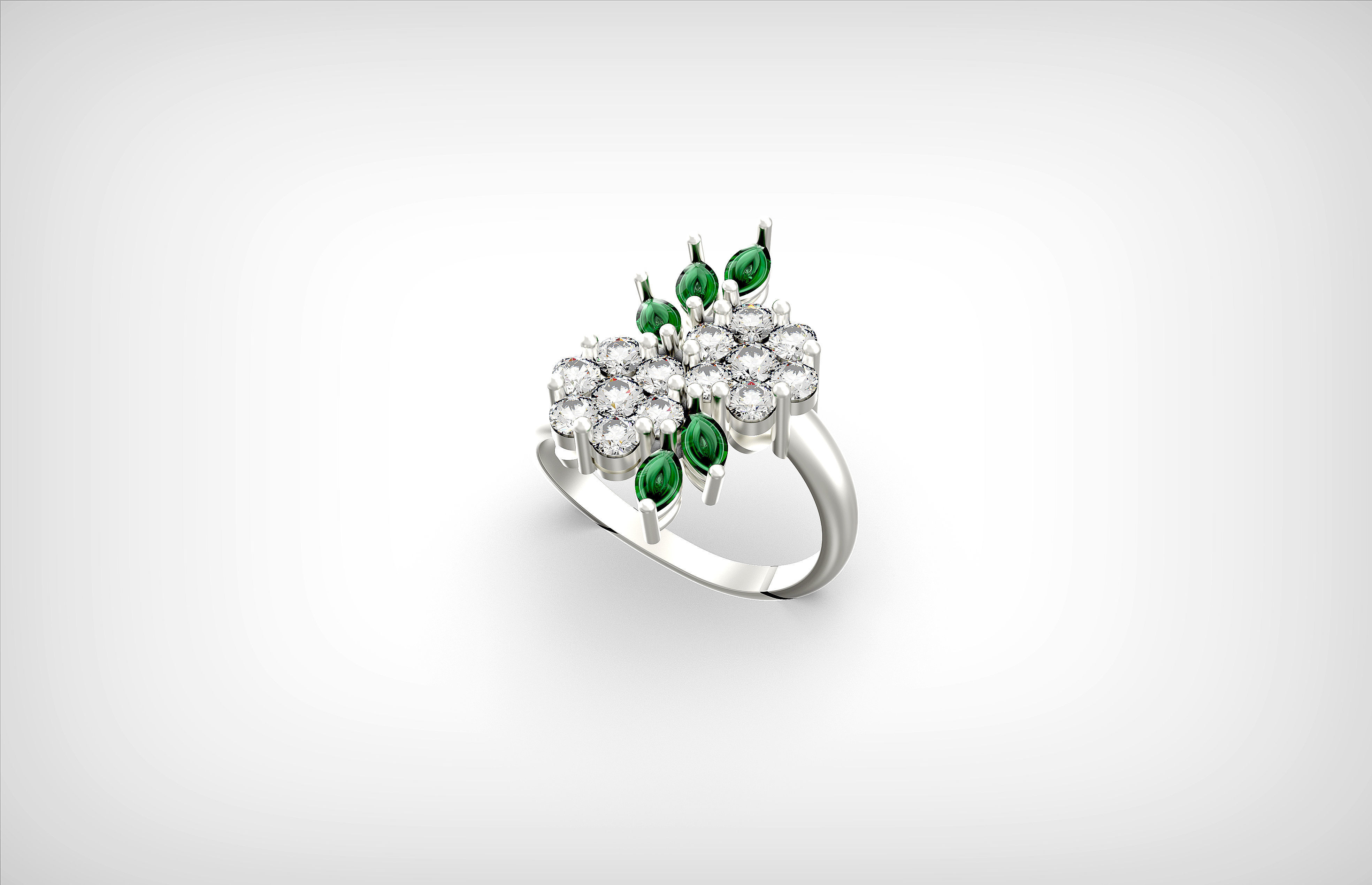 flower ring invisible setting 3D print model_1