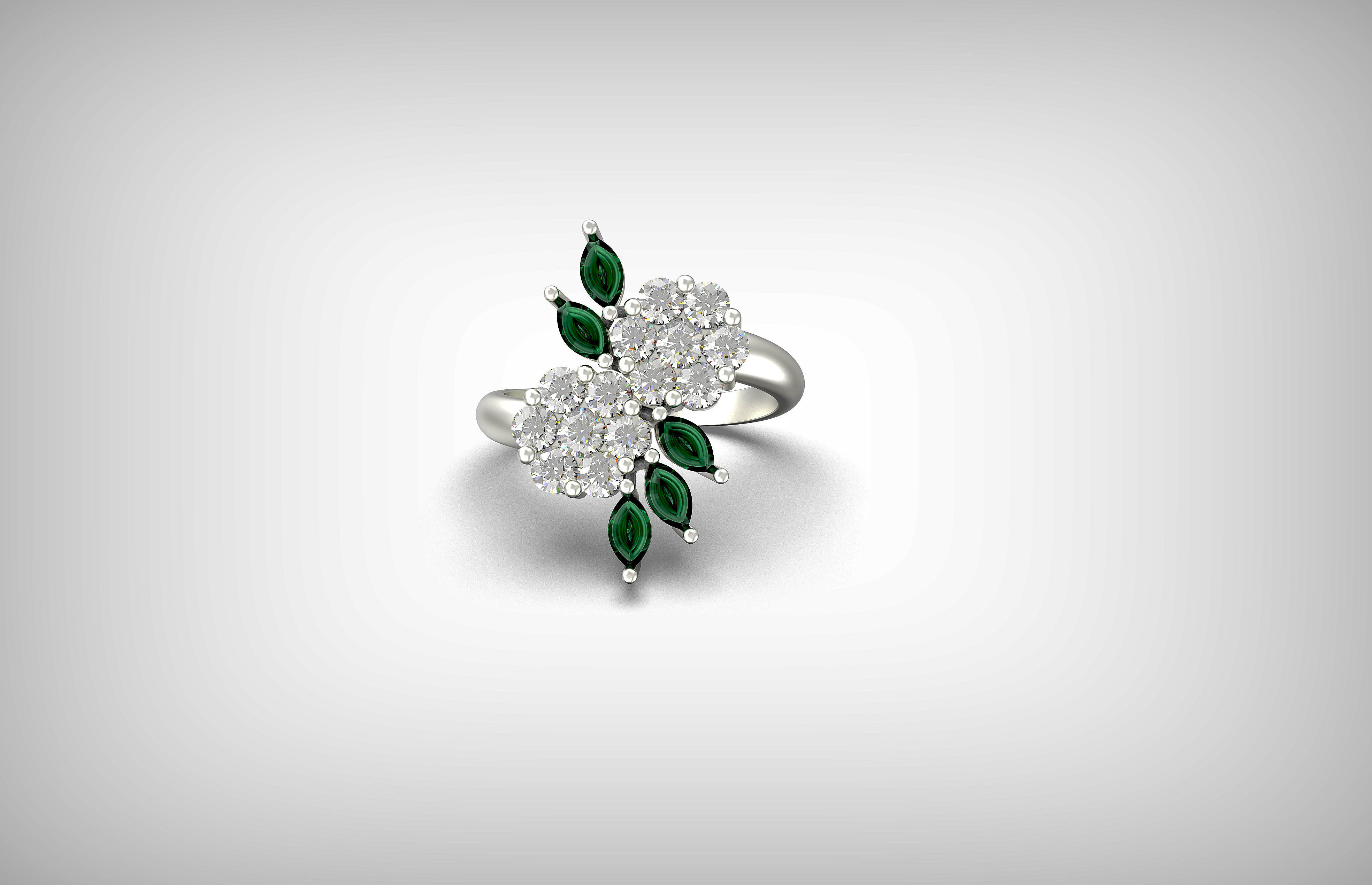 flower ring invisible setting 3D print model_3