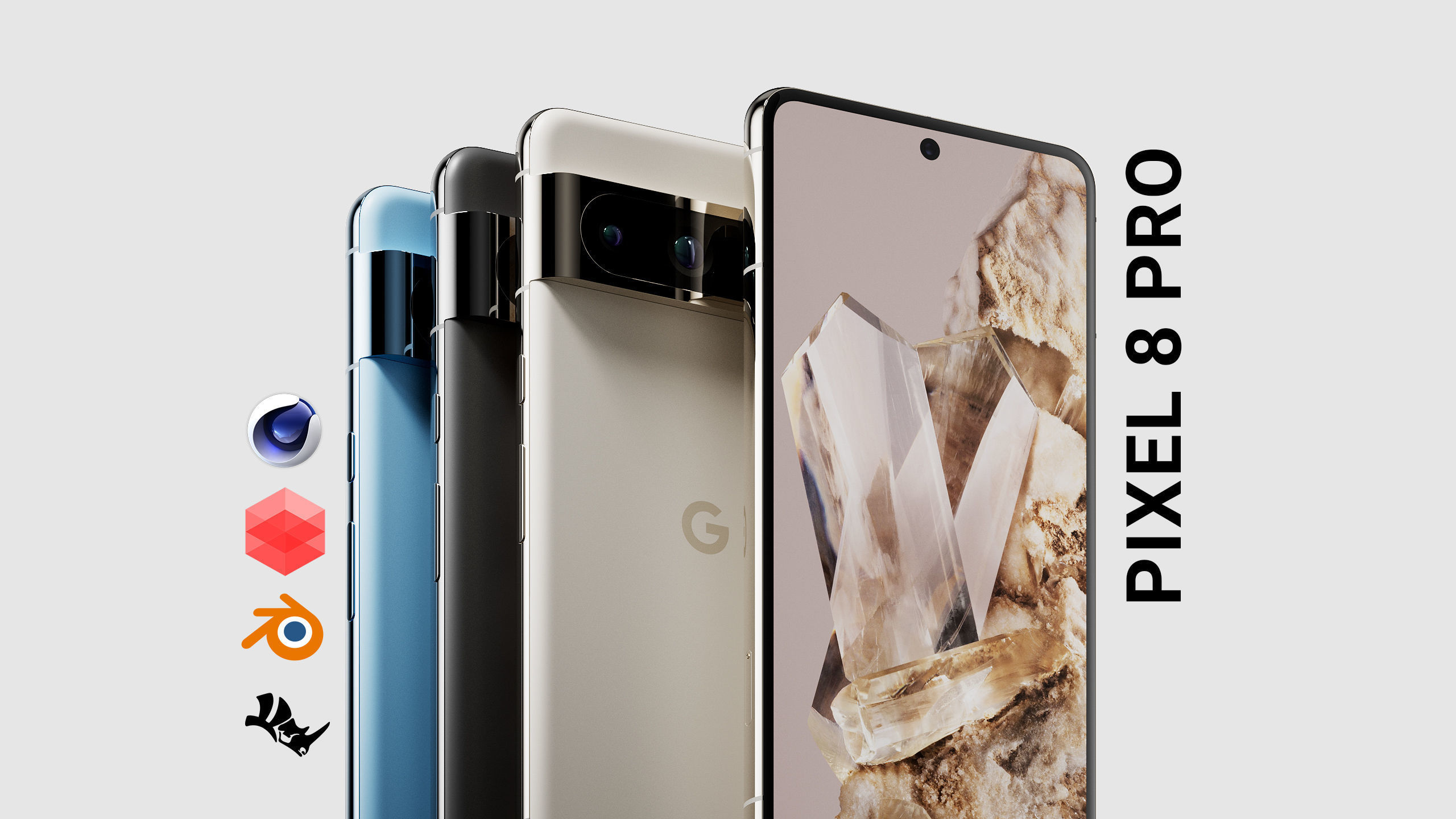 Google Pixel 8 Pro 2023 - 3 Colors - HQ 3D Model 3D model | CGTrader