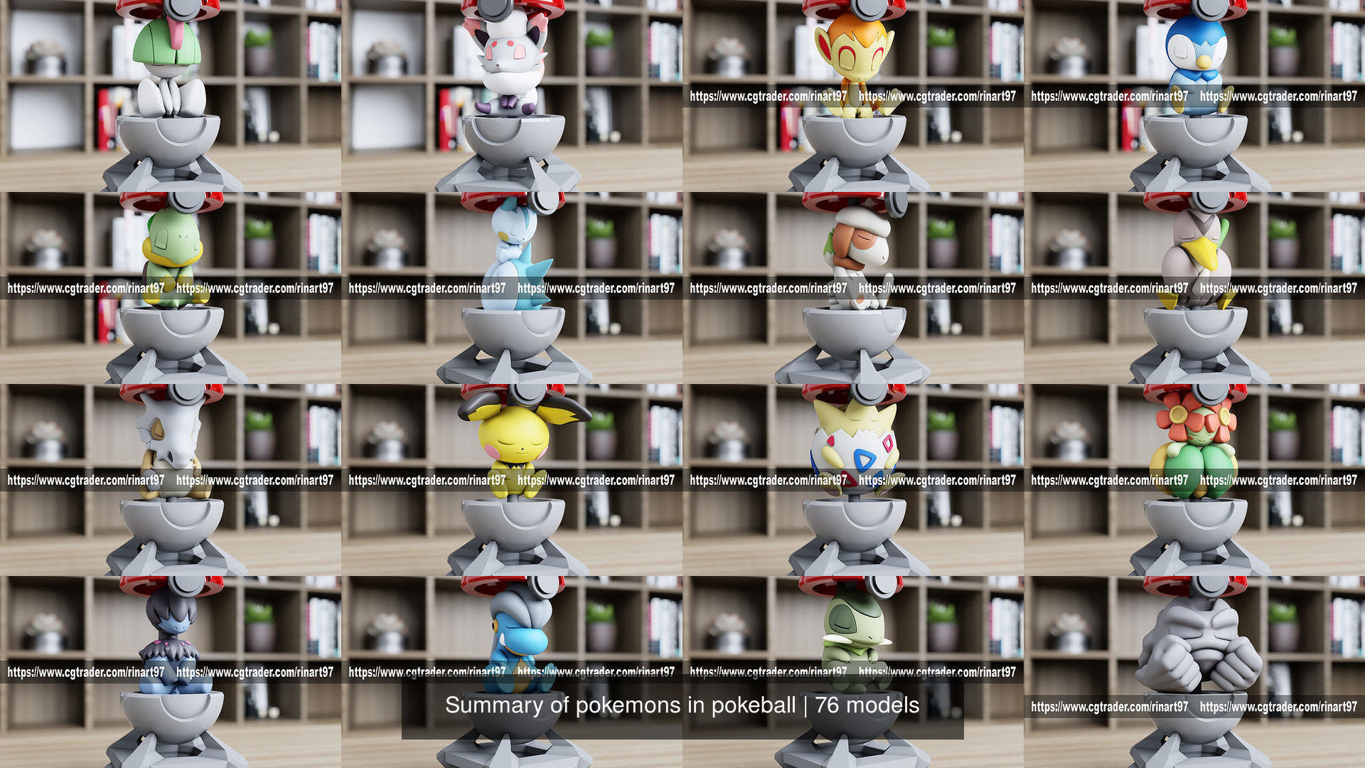 Summary of pokemons in pokeball 3D Model Collection_18