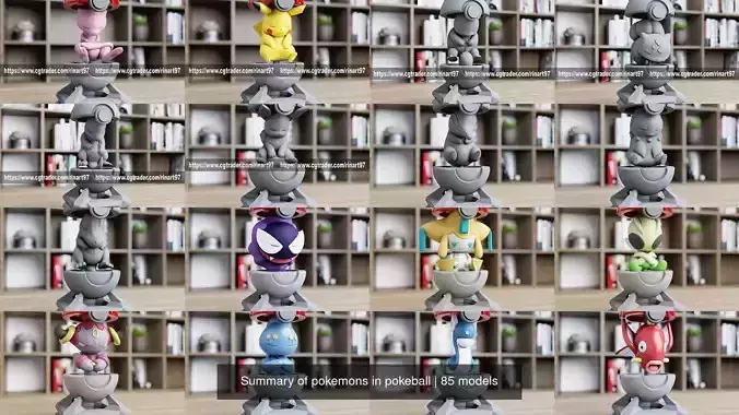 Summary of pokemons in pokeball 3D Model Collection