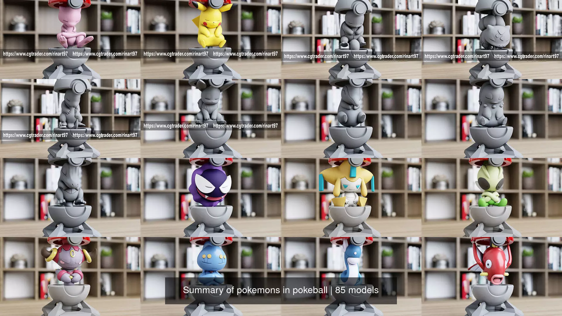 Summary of pokemons in pokeball 3D Model Collection_0