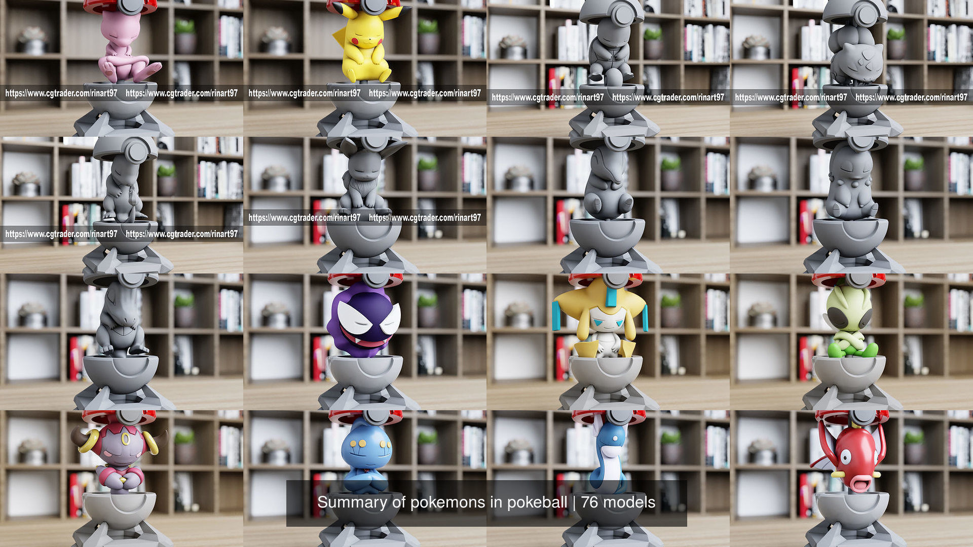 Summary of pokemons in pokeball 3D Model Collection_16