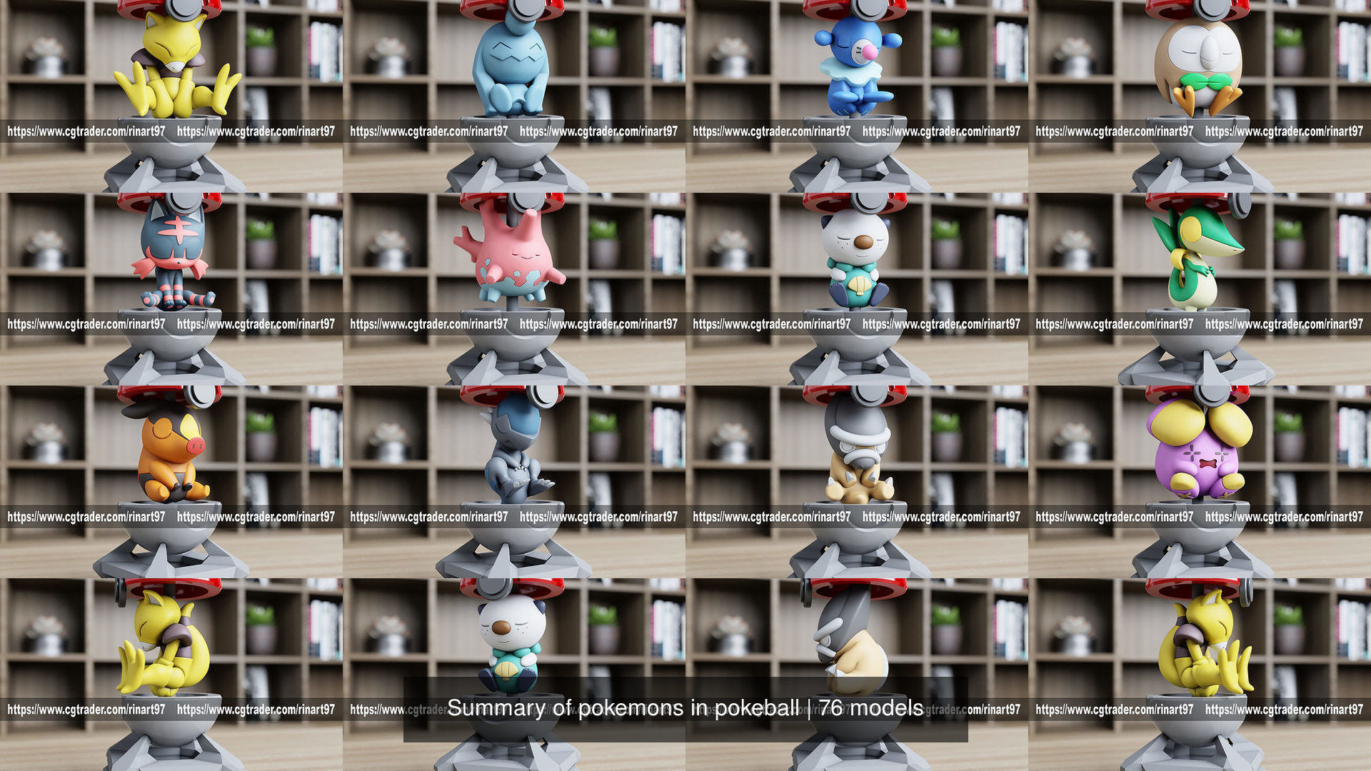 Summary of pokemons in pokeball 3D Model Collection_27