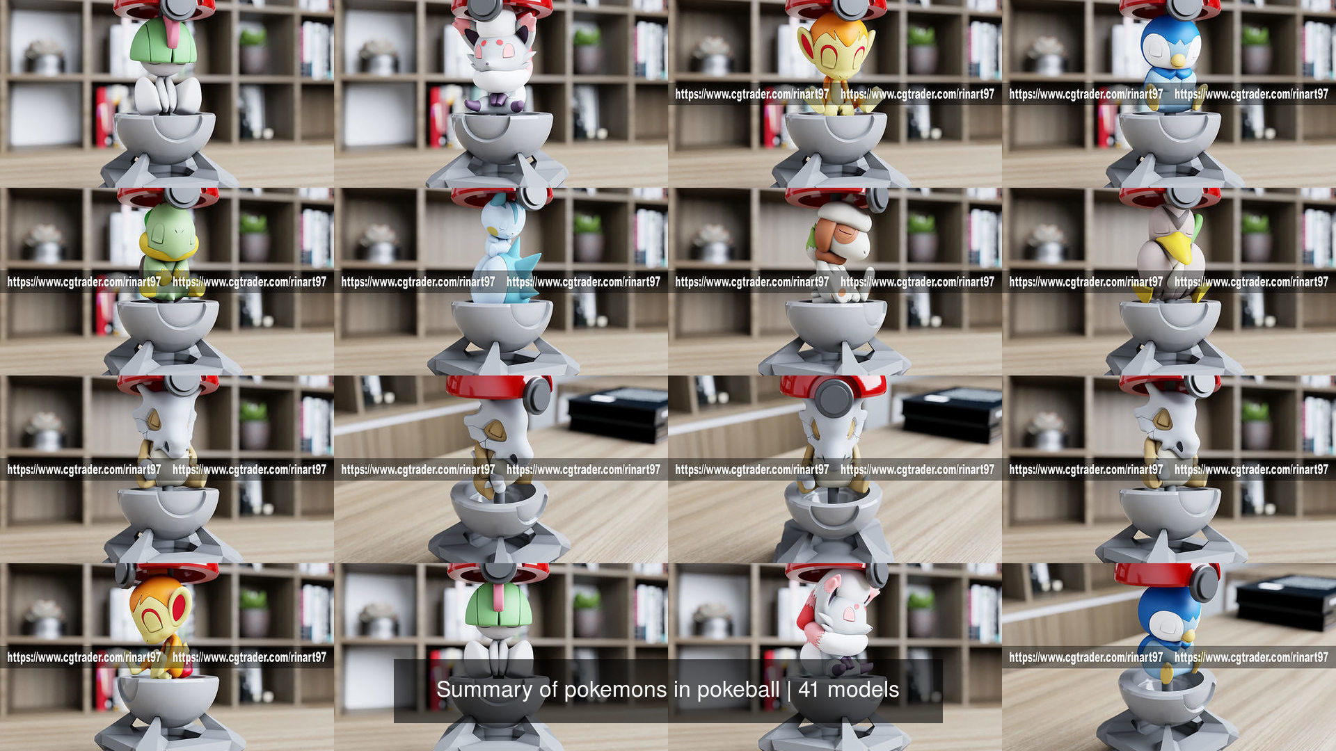 Summary of pokemons in pokeball 3D Model Collection_86