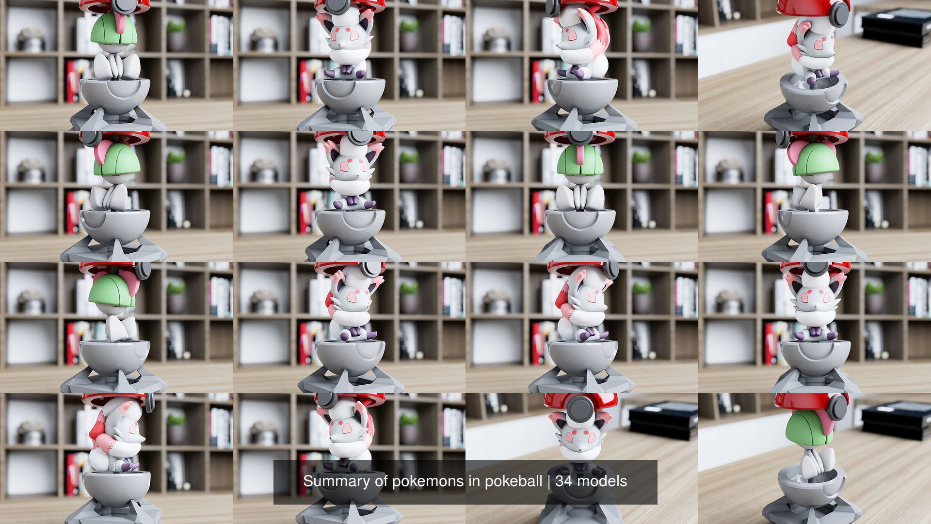 Summary of pokemons in pokeball 3D Model Collection_84