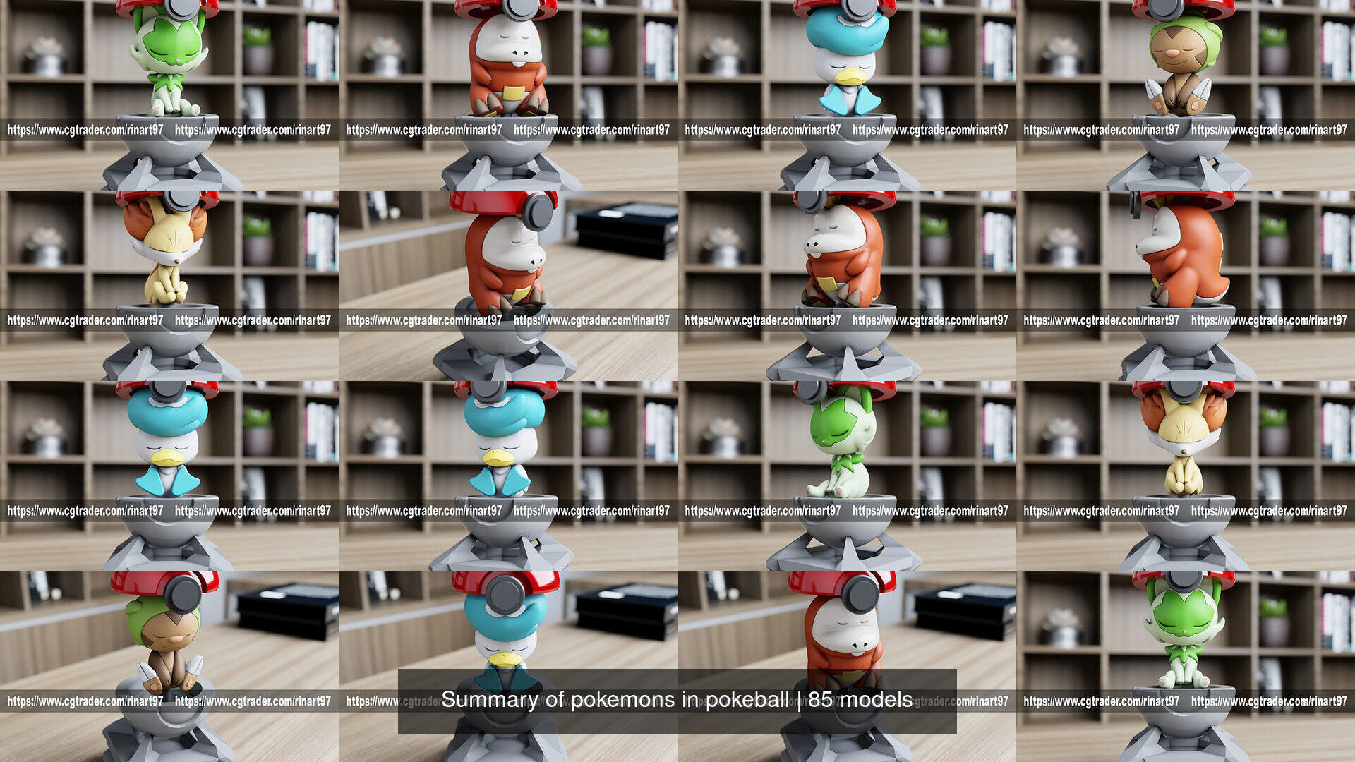 Summary of pokemons in pokeball 3D Model Collection_15