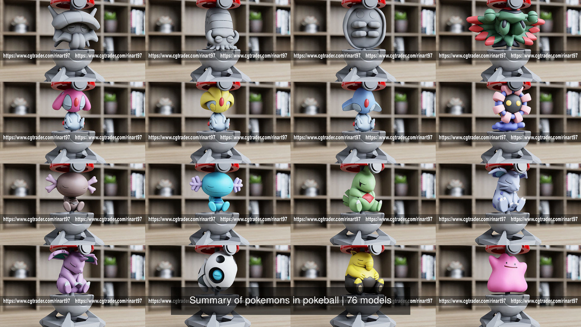 Summary of pokemons in pokeball 3D Model Collection_24