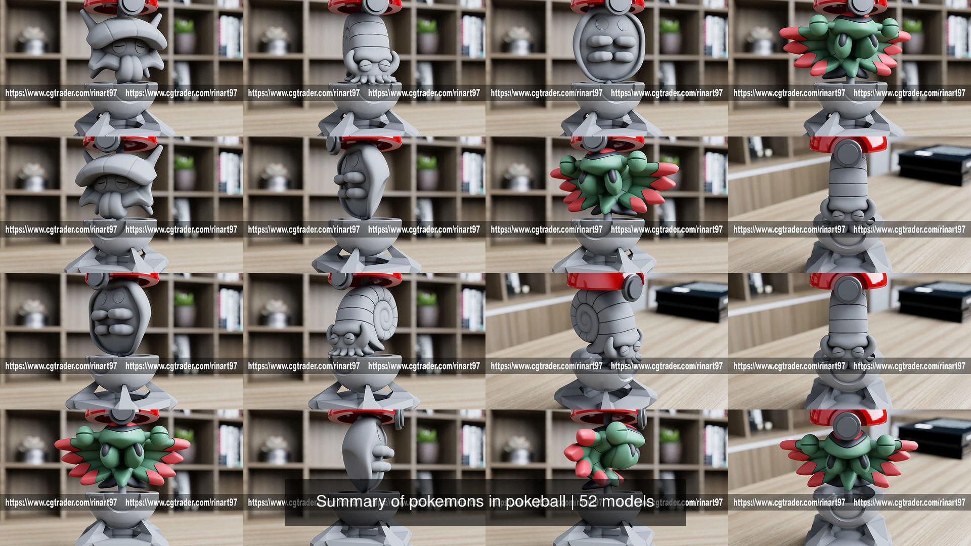 Summary of pokemons in pokeball 3D Model Collection_56