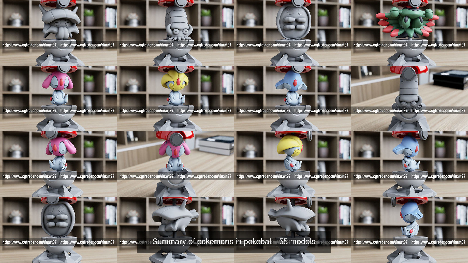Summary of pokemons in pokeball 3D Model Collection_36