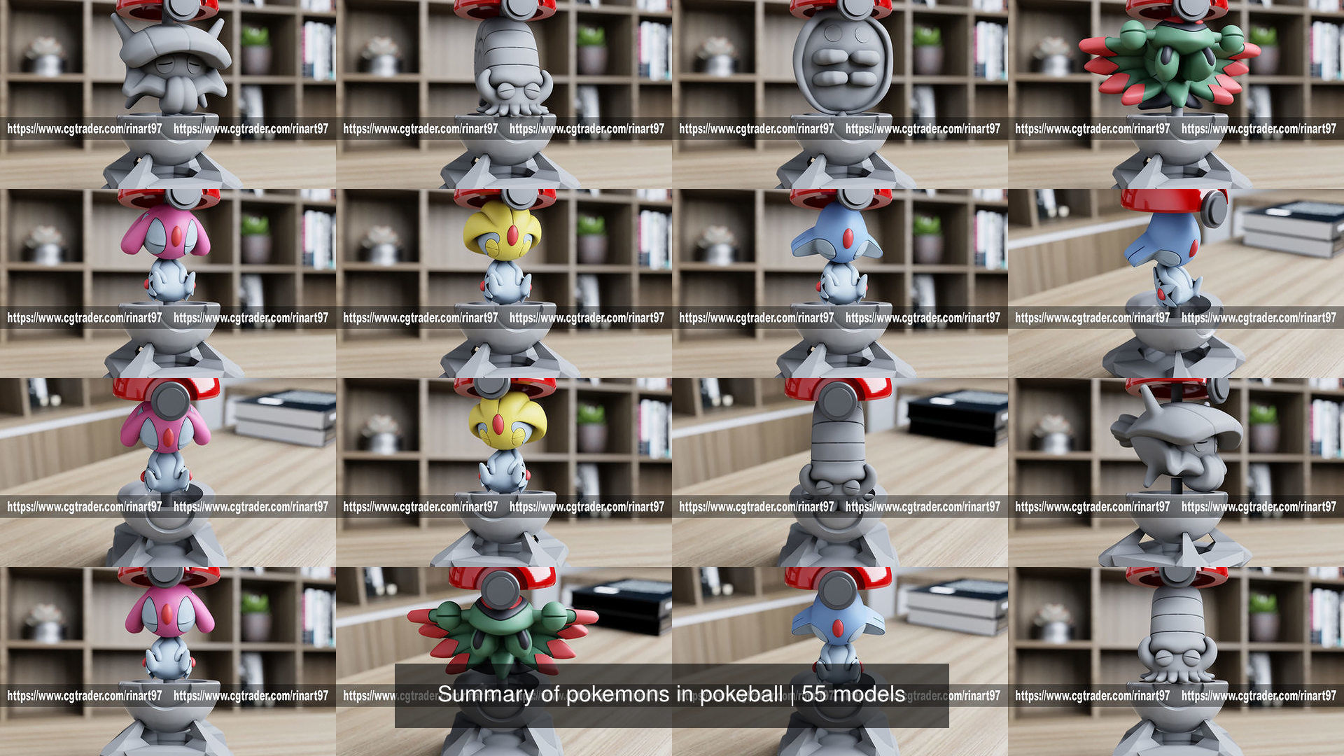 Summary of pokemons in pokeball 3D Model Collection_58