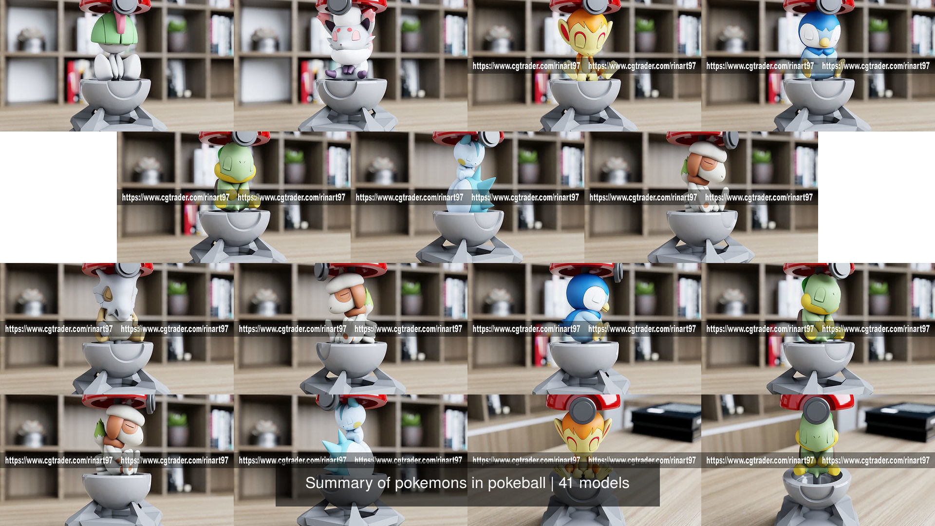 Summary of pokemons in pokeball 3D Model Collection_68