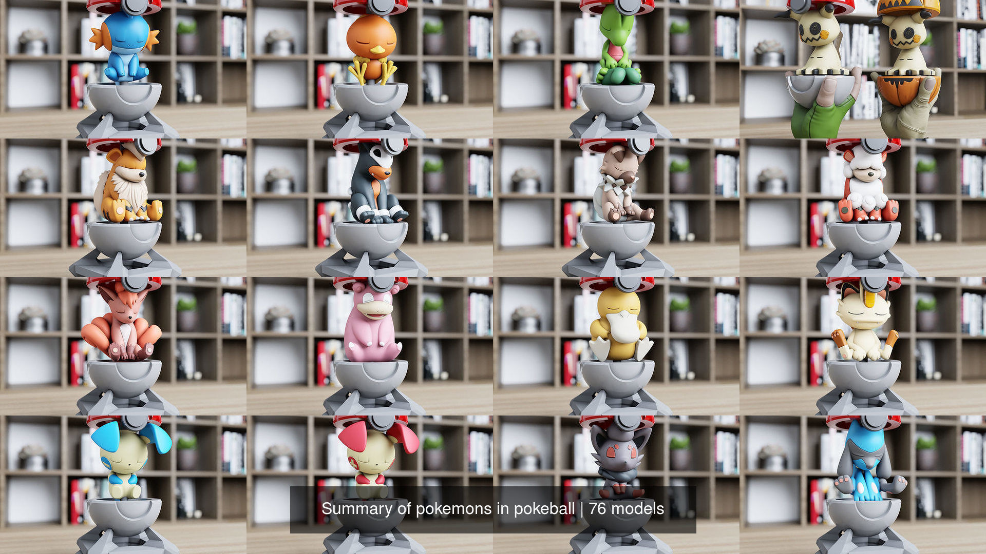 Summary of pokemons in pokeball 3D Model Collection_10