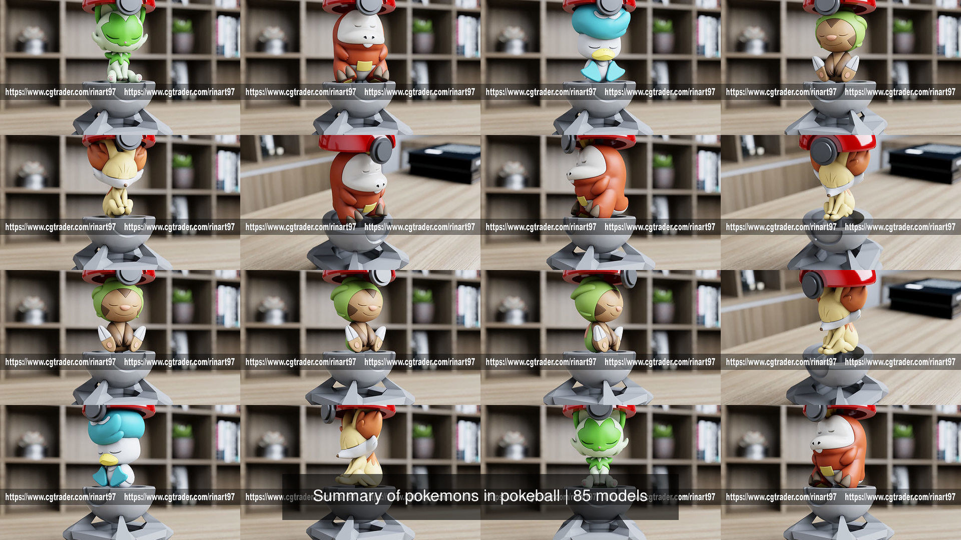 Summary of pokemons in pokeball 3D Model Collection_30
