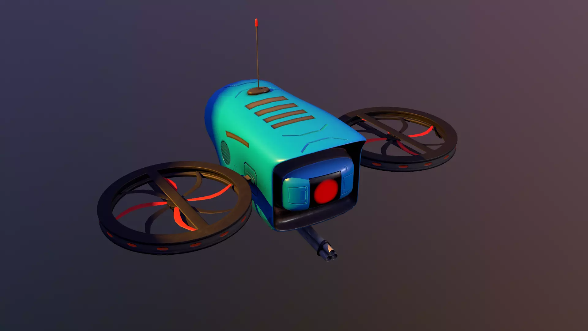 Stylized Pbr Drone with Gun  3D model_0