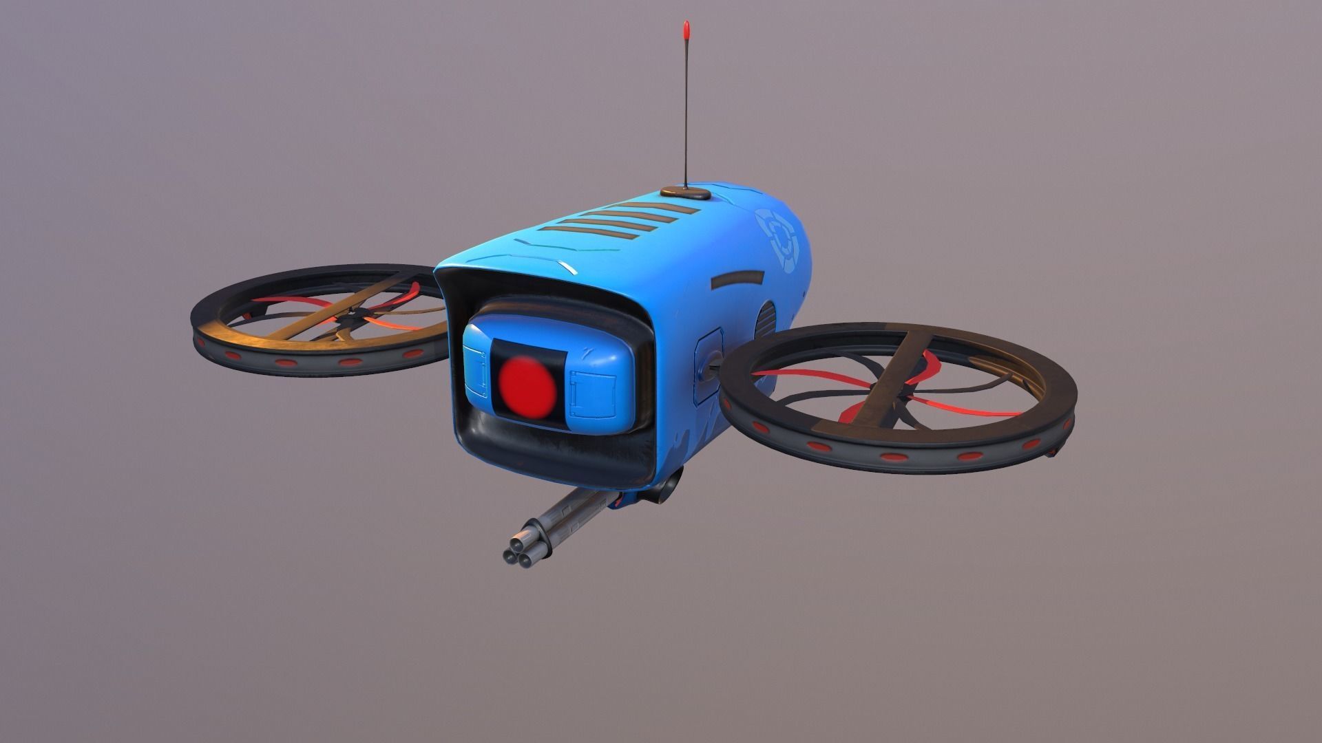 Stylized Pbr Drone with Gun  3D model_4