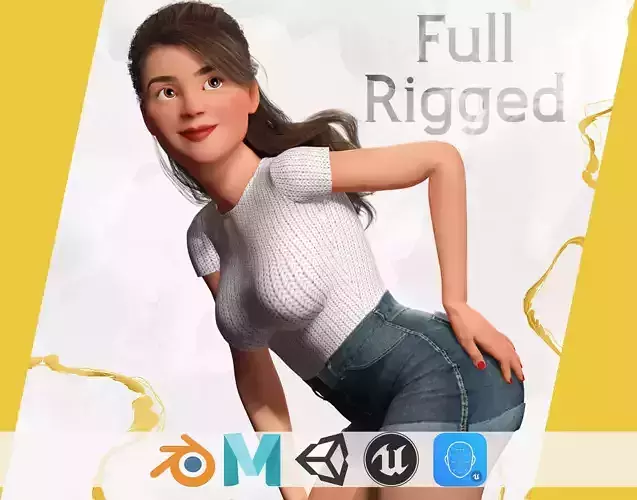 Sexy Girl Toon Woman Low-poly 3D model