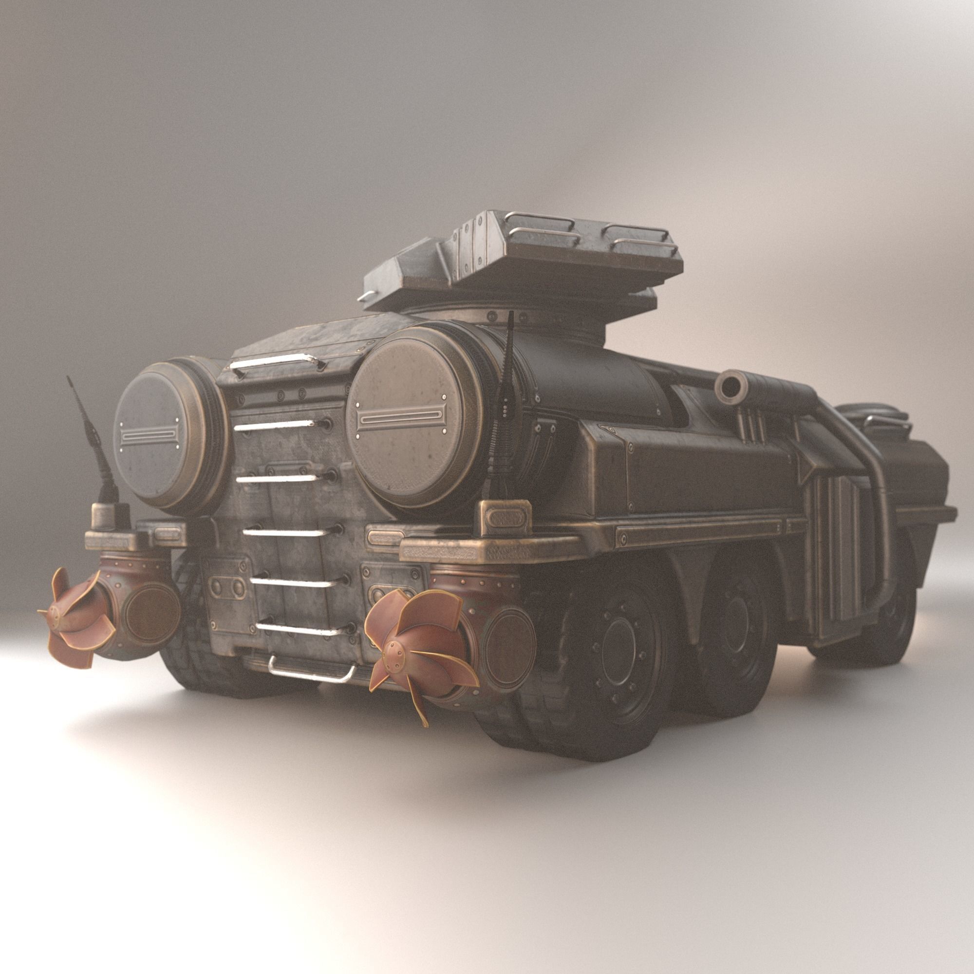 Amphibious Tank Rigged Low-poly 3D model_4