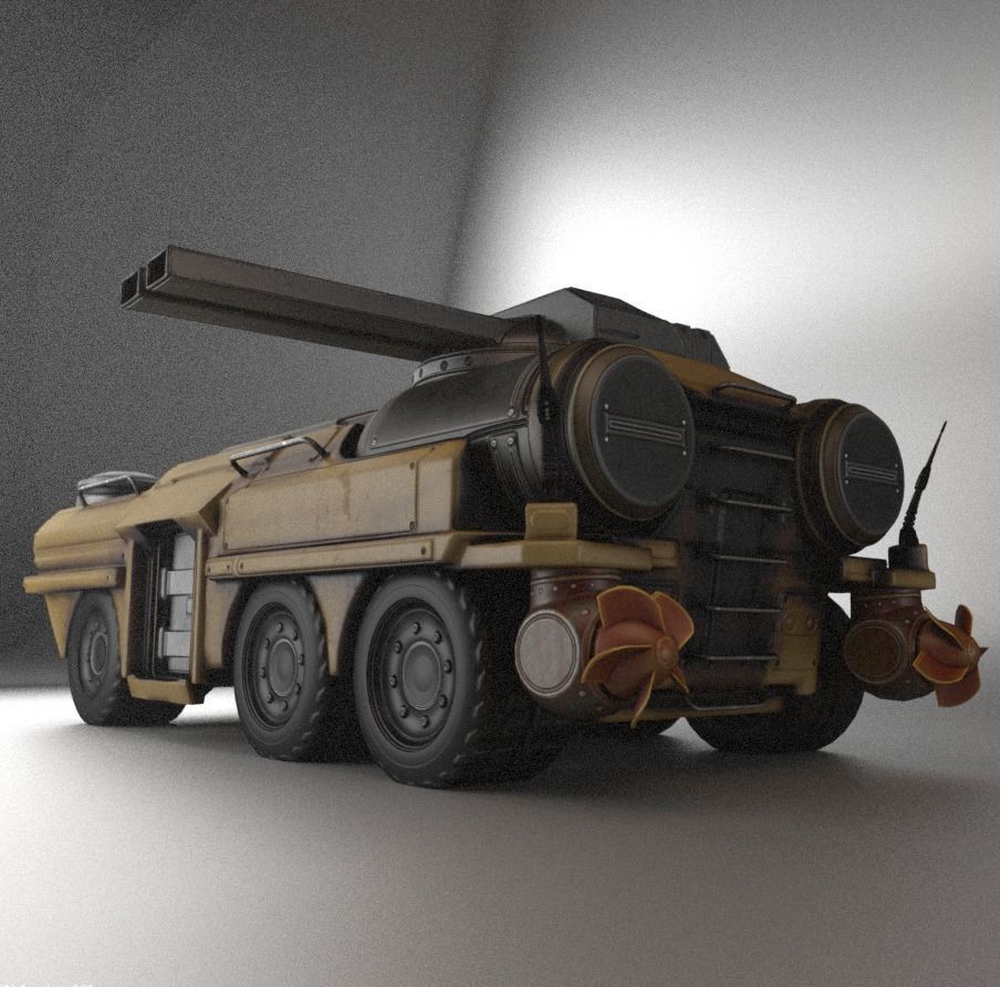 Amphibious Tank Rigged Low-poly 3D model_0