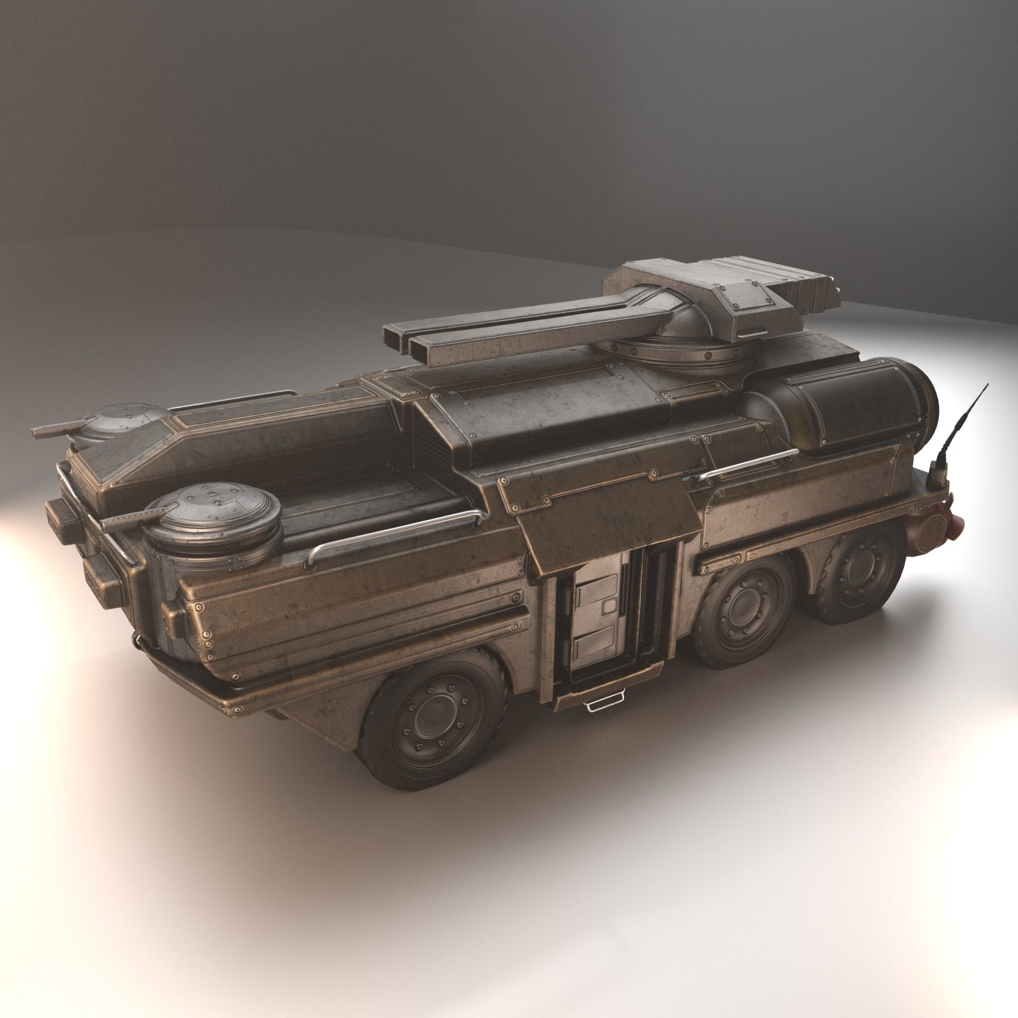 Amphibious Tank Rigged Low-poly 3D model_7