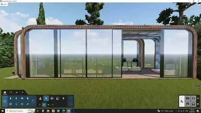 3D rendering of an outdoor gym in a simulator
