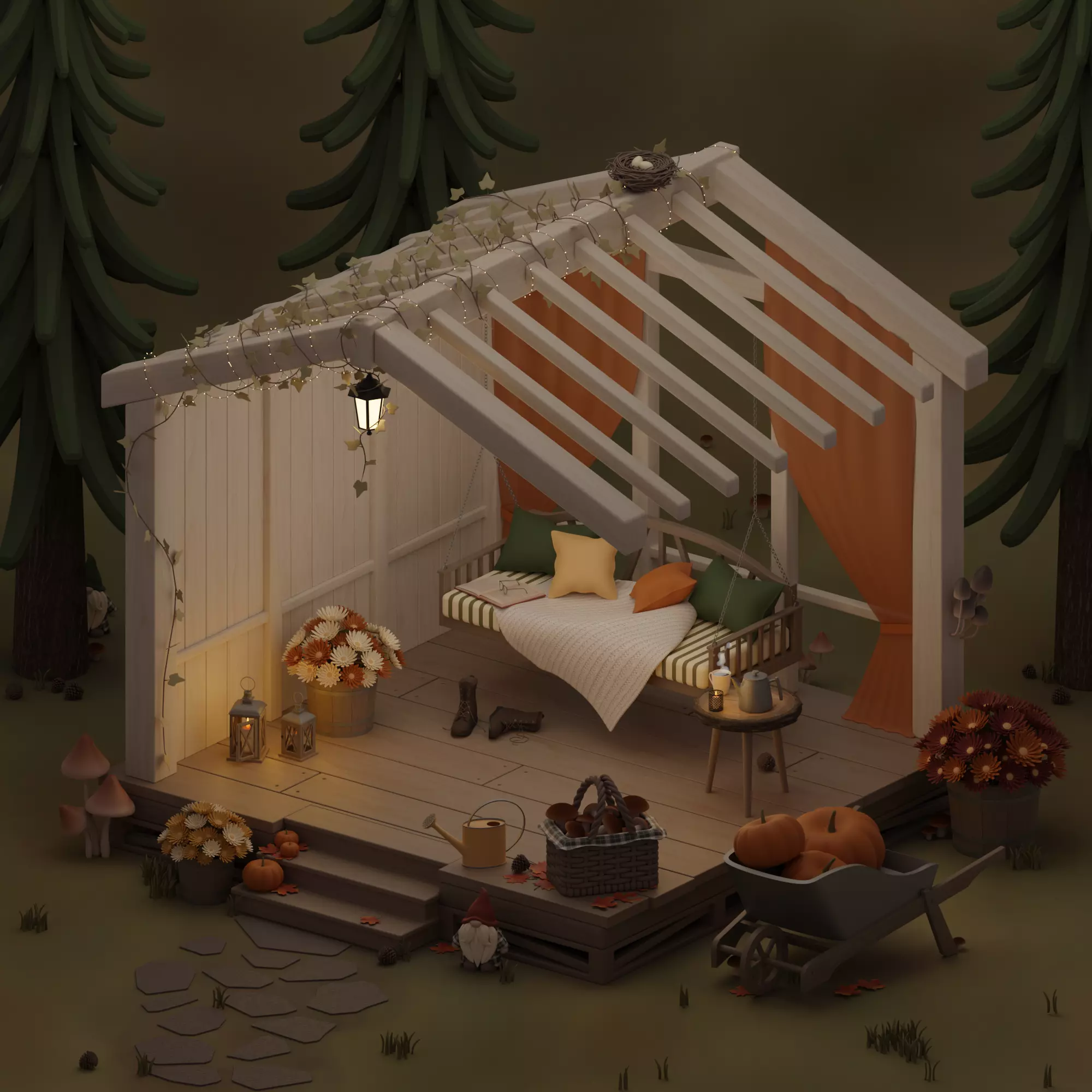 Fall terrace 3D model