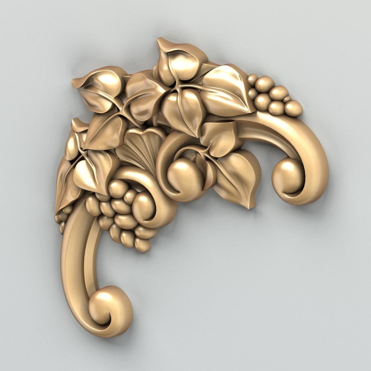 Carved decor corner 006 3D model_4