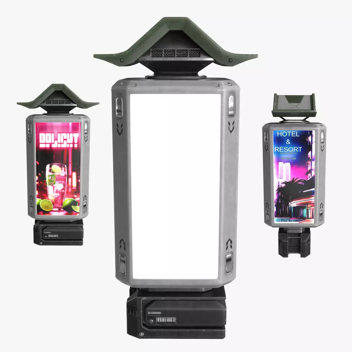 Sci-fi Billboard Sign v2 Low-poly 3D model_0