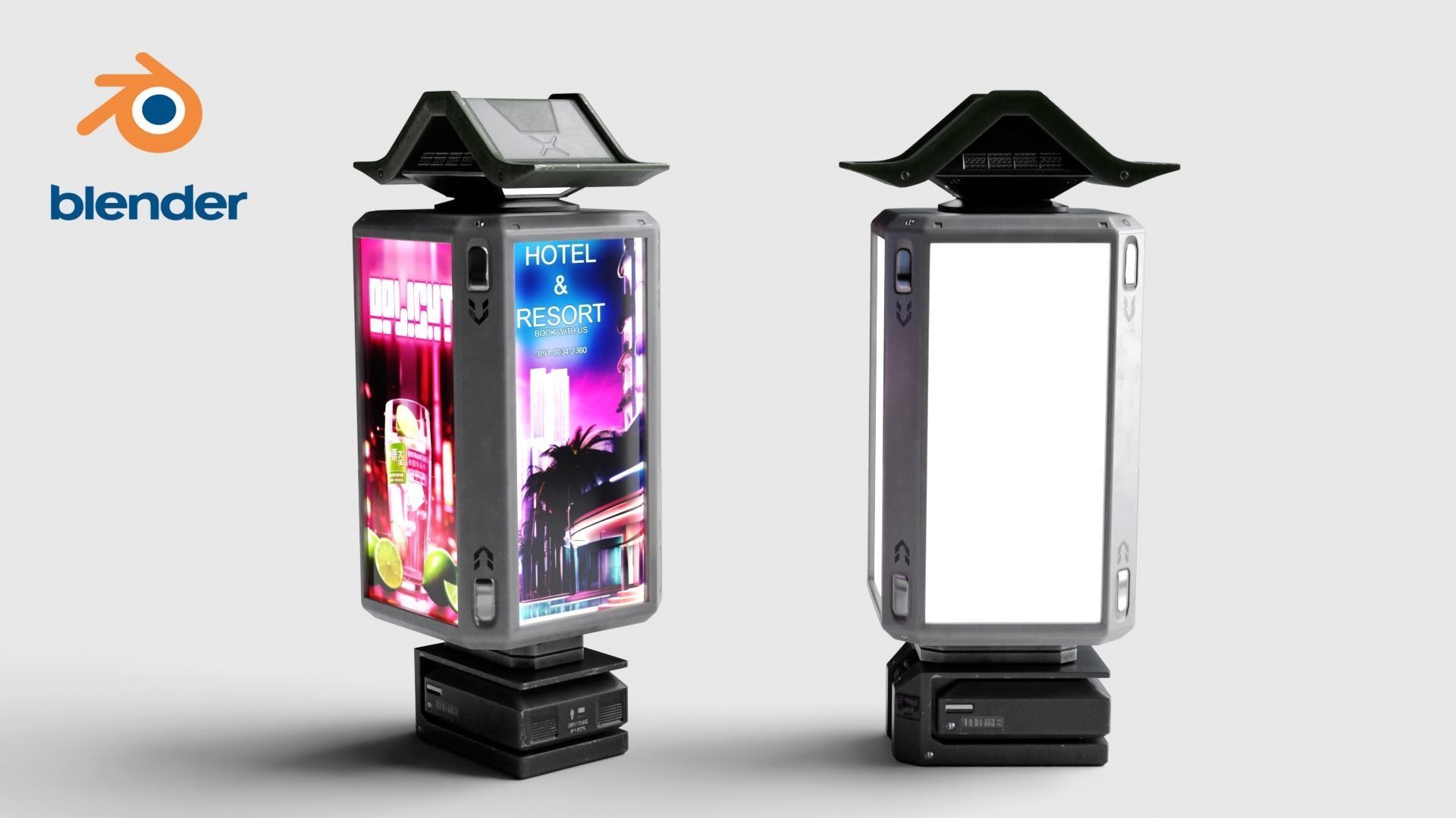 Sci-fi Billboard Sign v2 Low-poly 3D model_3