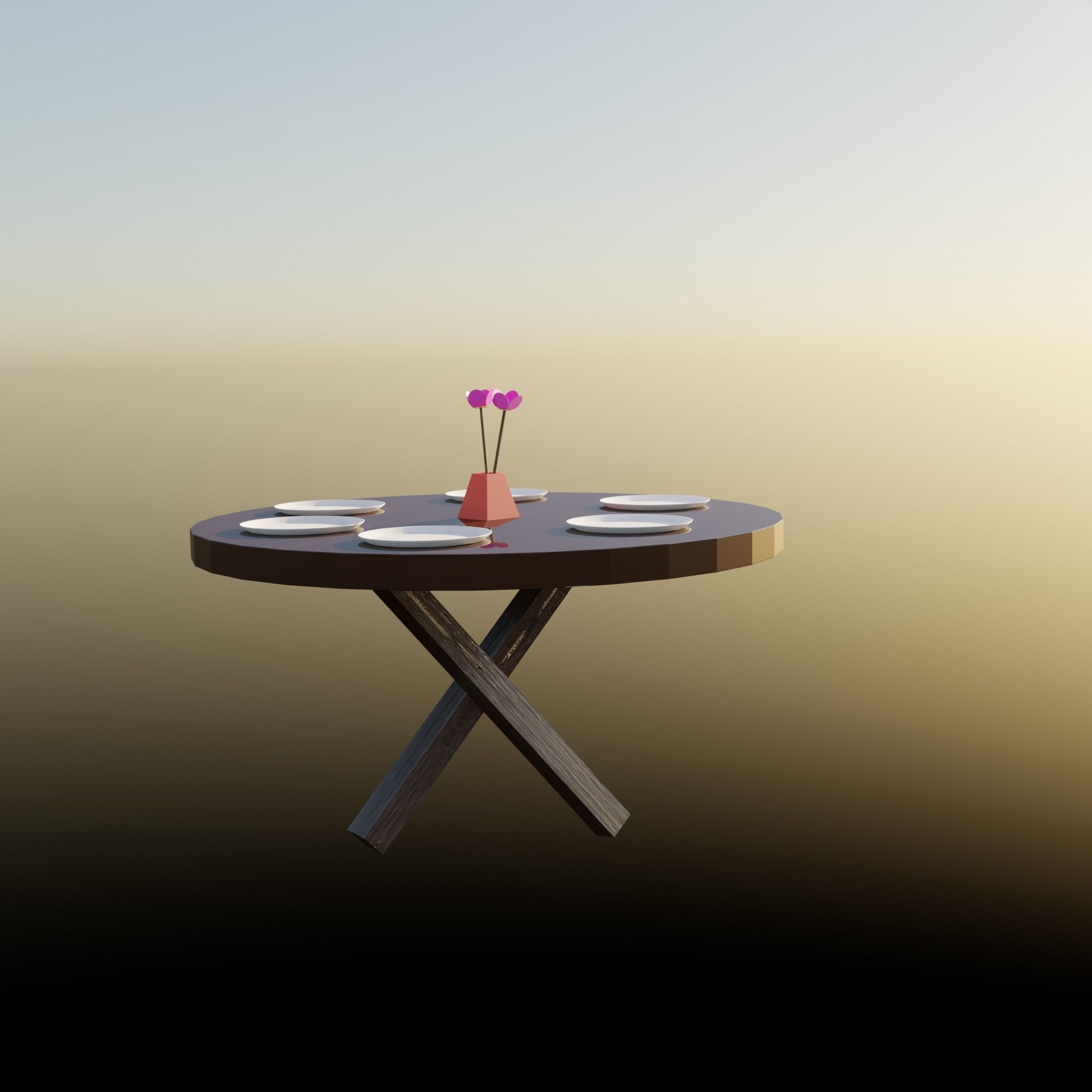 dinner table Low-poly 3D model_16