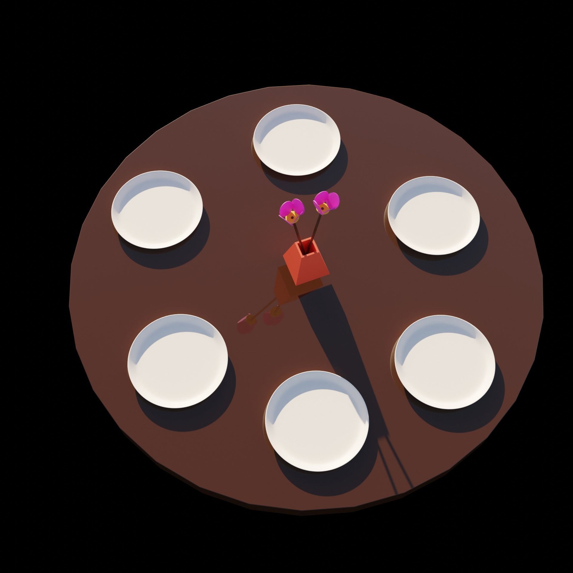 dinner table Low-poly 3D model_3