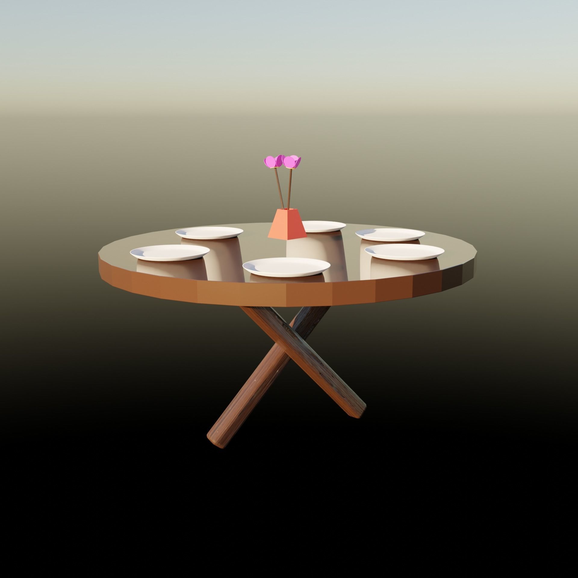 dinner table Low-poly 3D model_5