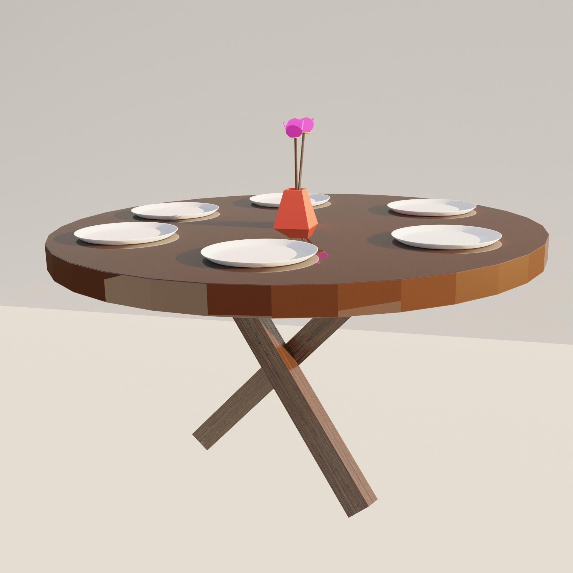 dinner table Low-poly 3D model_1