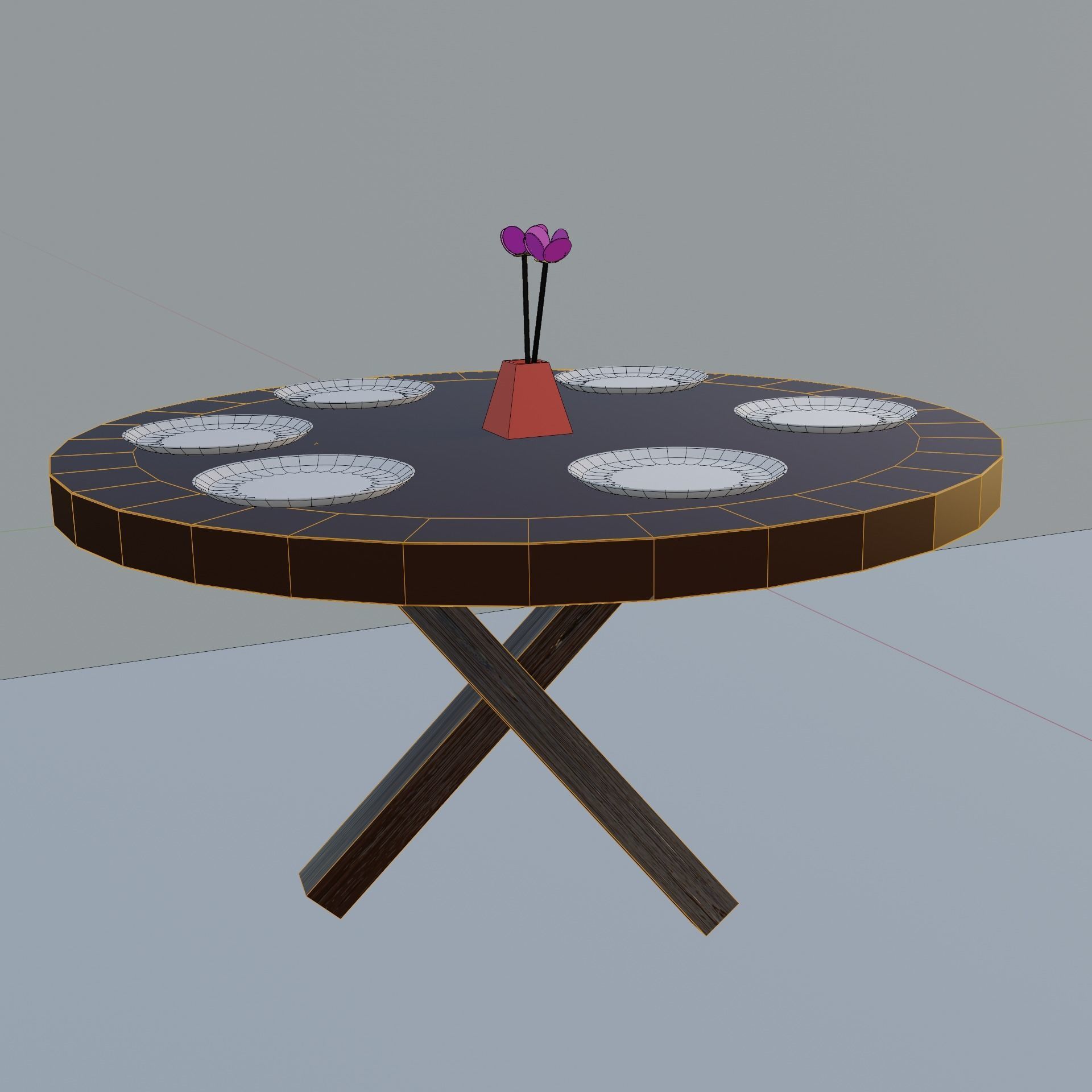 dinner table Low-poly 3D model_11