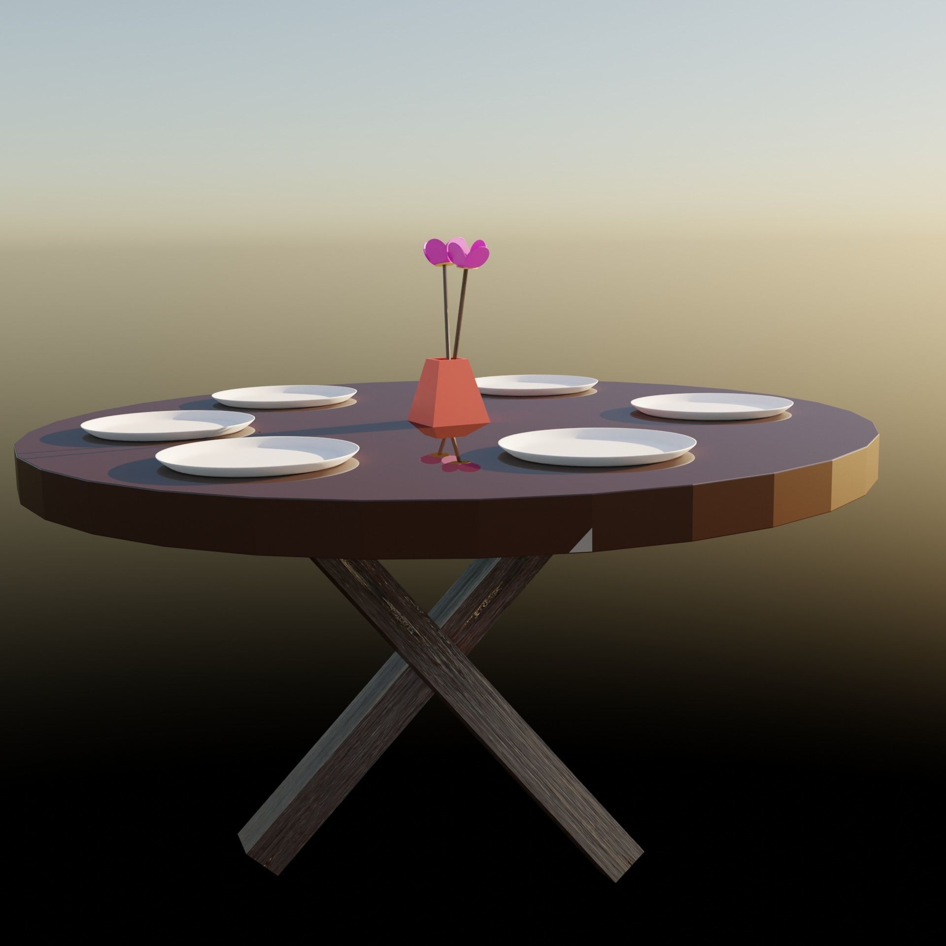 dinner table Low-poly 3D model_6