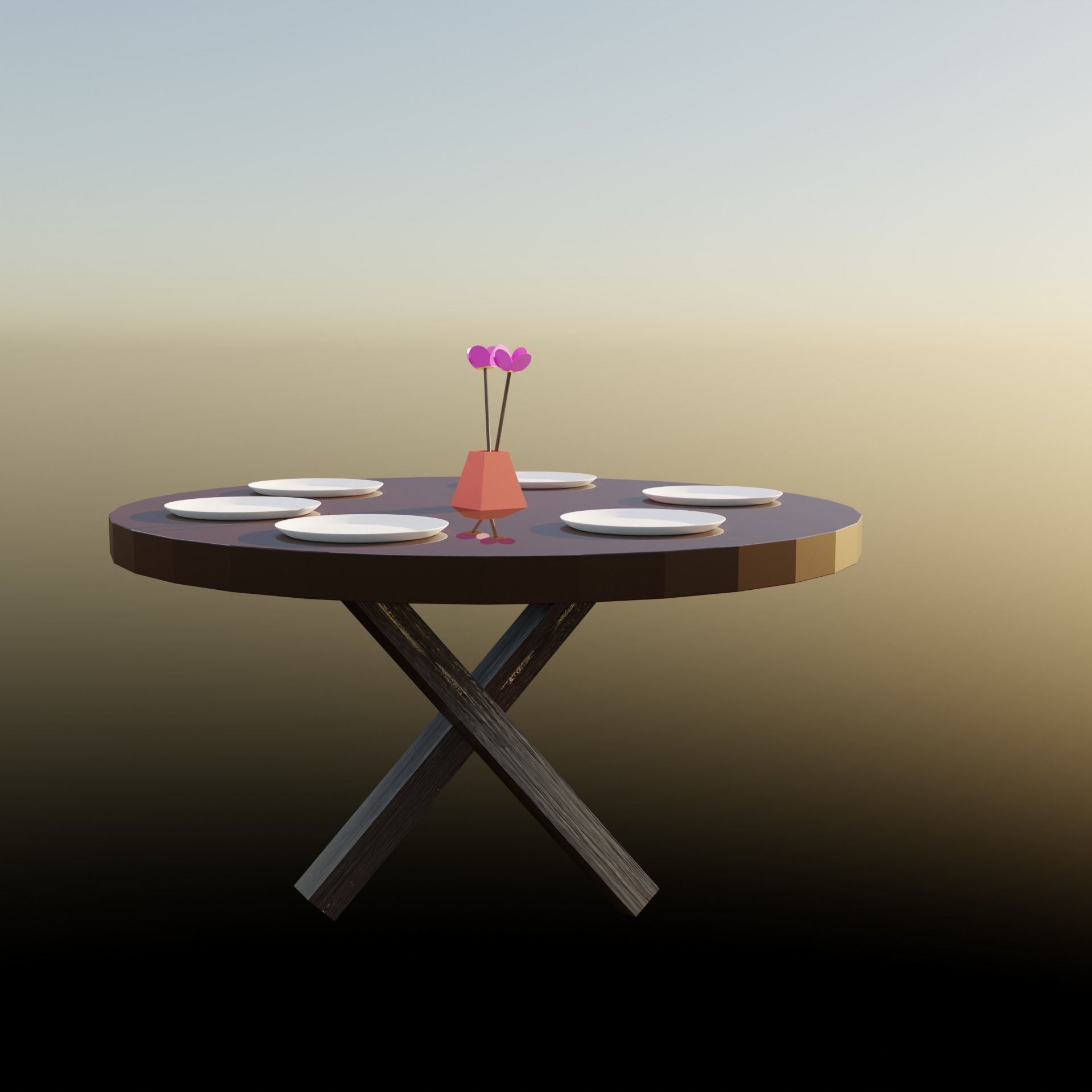 dinner table Low-poly 3D model_9