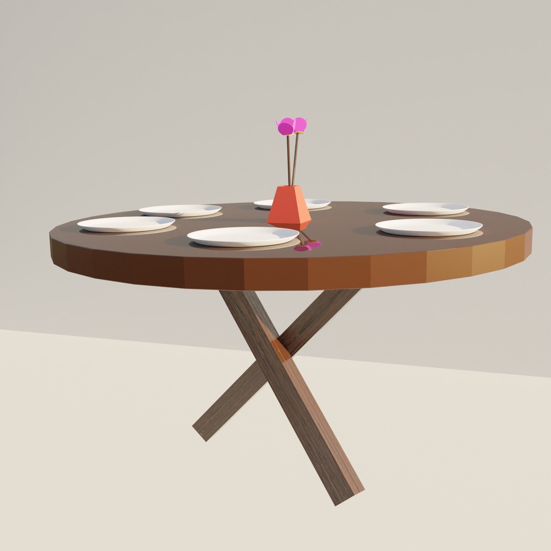 dinner table Low-poly 3D model_17