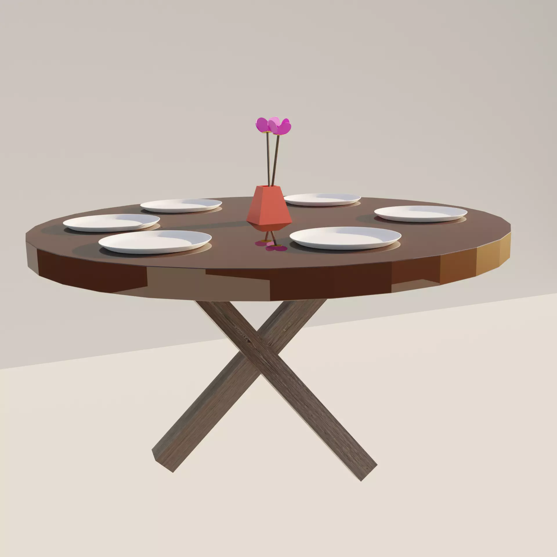 dinner table Low-poly 3D model_0